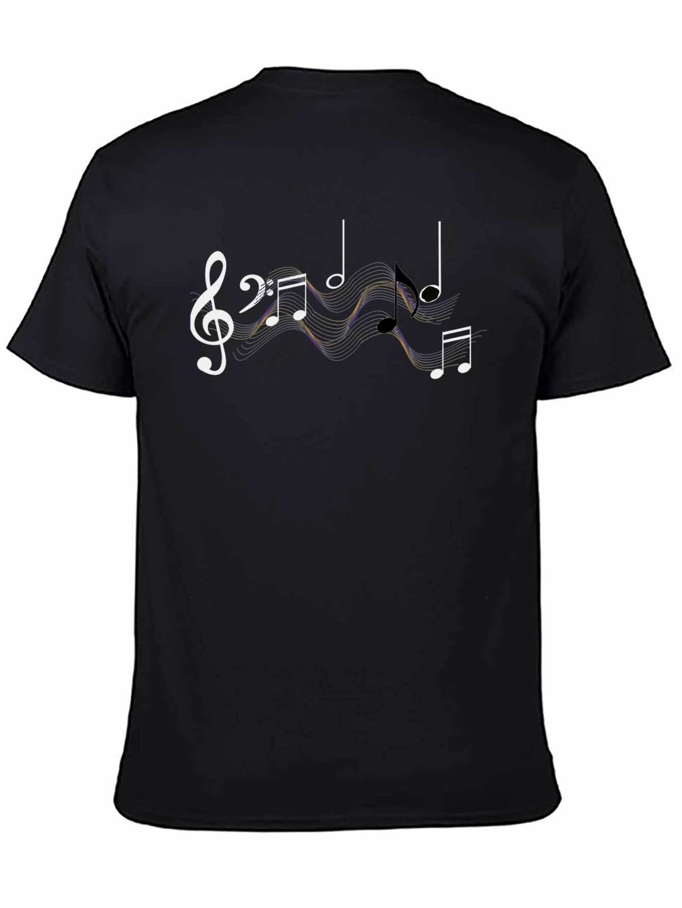 Musical Notes Graphic Black T-Shirt