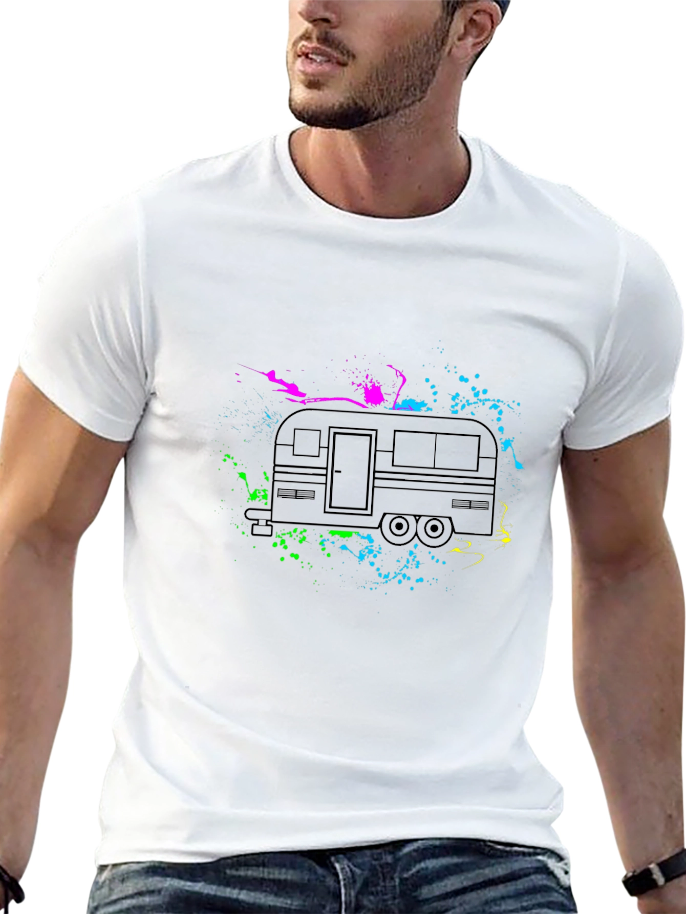 Retro Camper Splatter Graphic T-Shirt