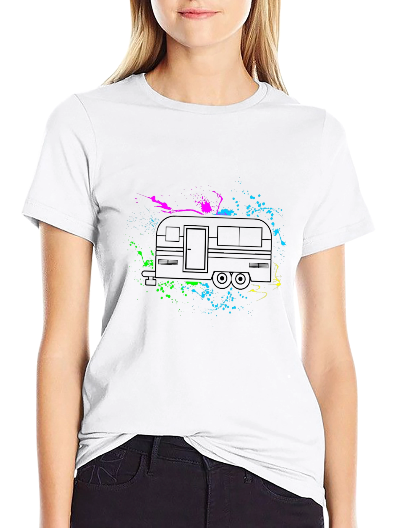Retro Camper Splatter Graphic T-Shirt