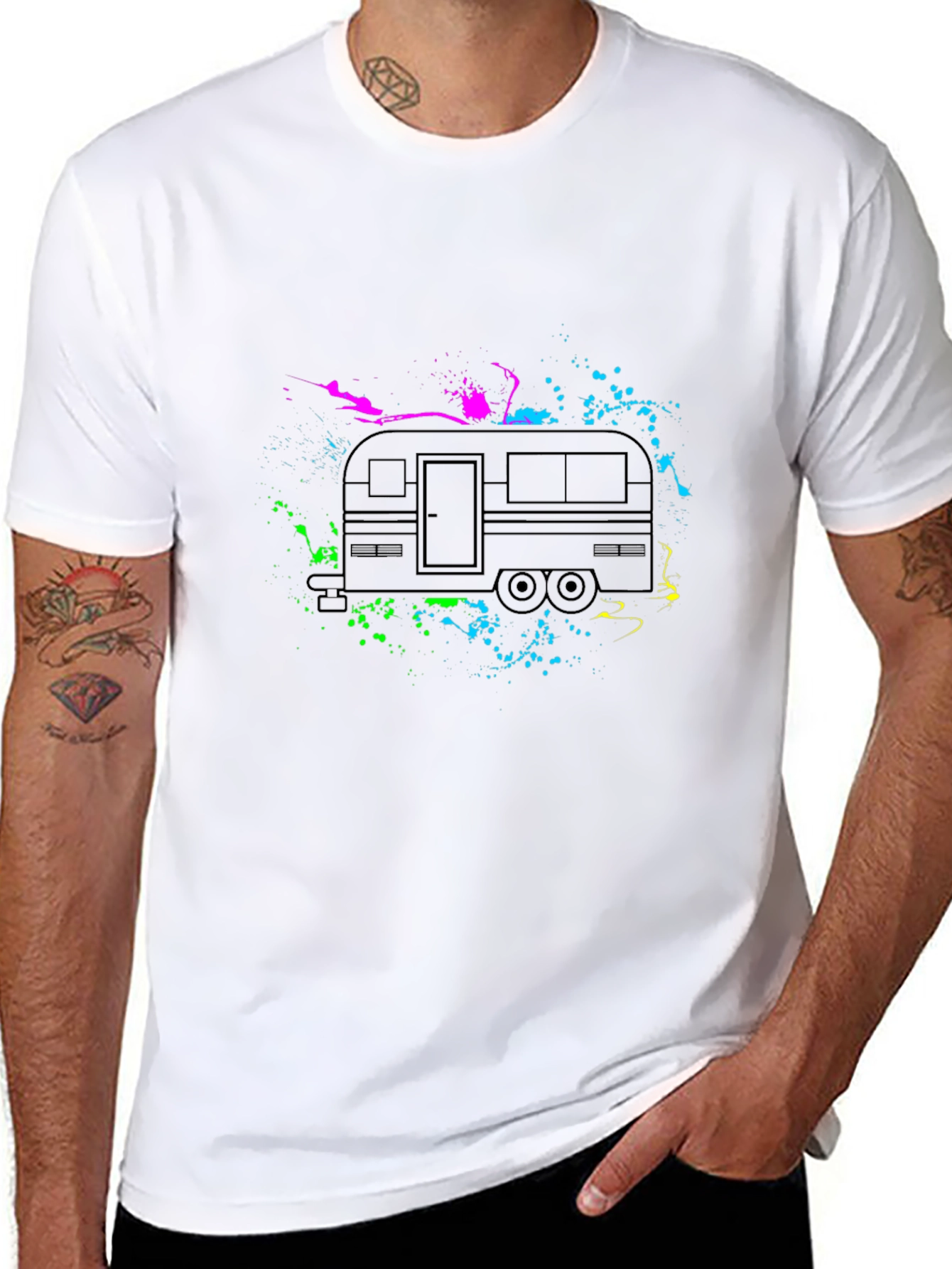 Retro Camper Splatter Graphic T-Shirt