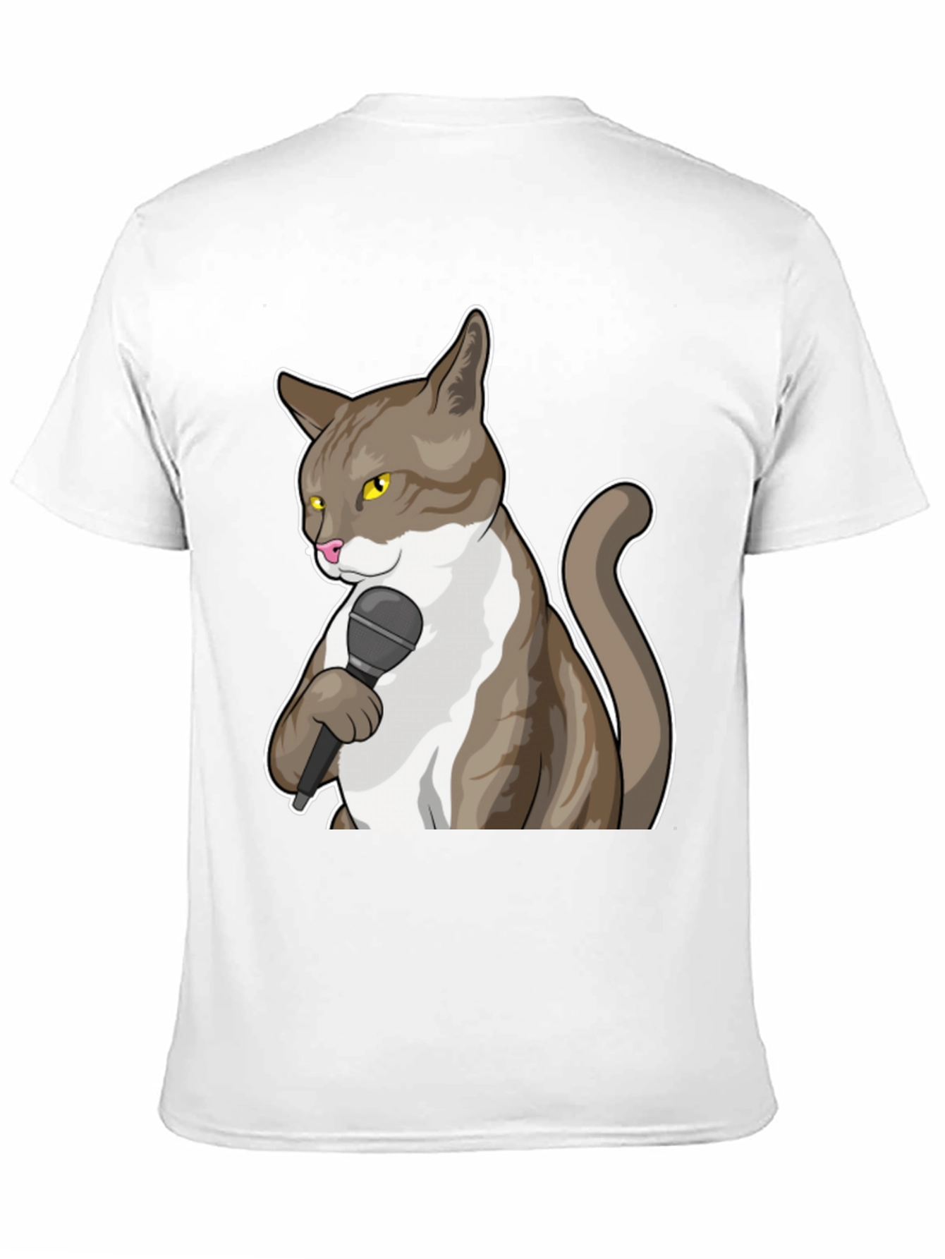 Funny Cat with Microphone Graphic T-Shirt