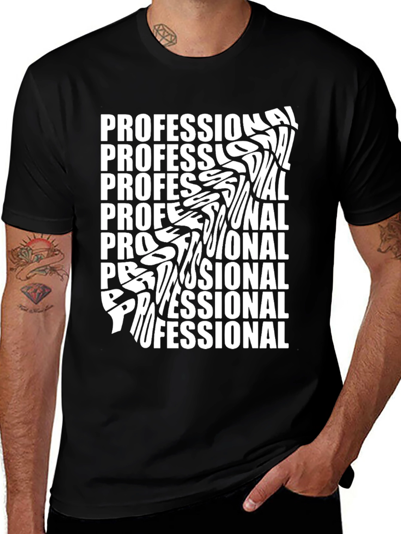 Professional Tee - Distorted Typography T-Shirt