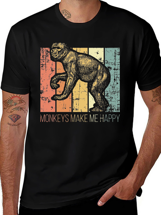Vintage Monkeys Make Me Happy Graphic Tee