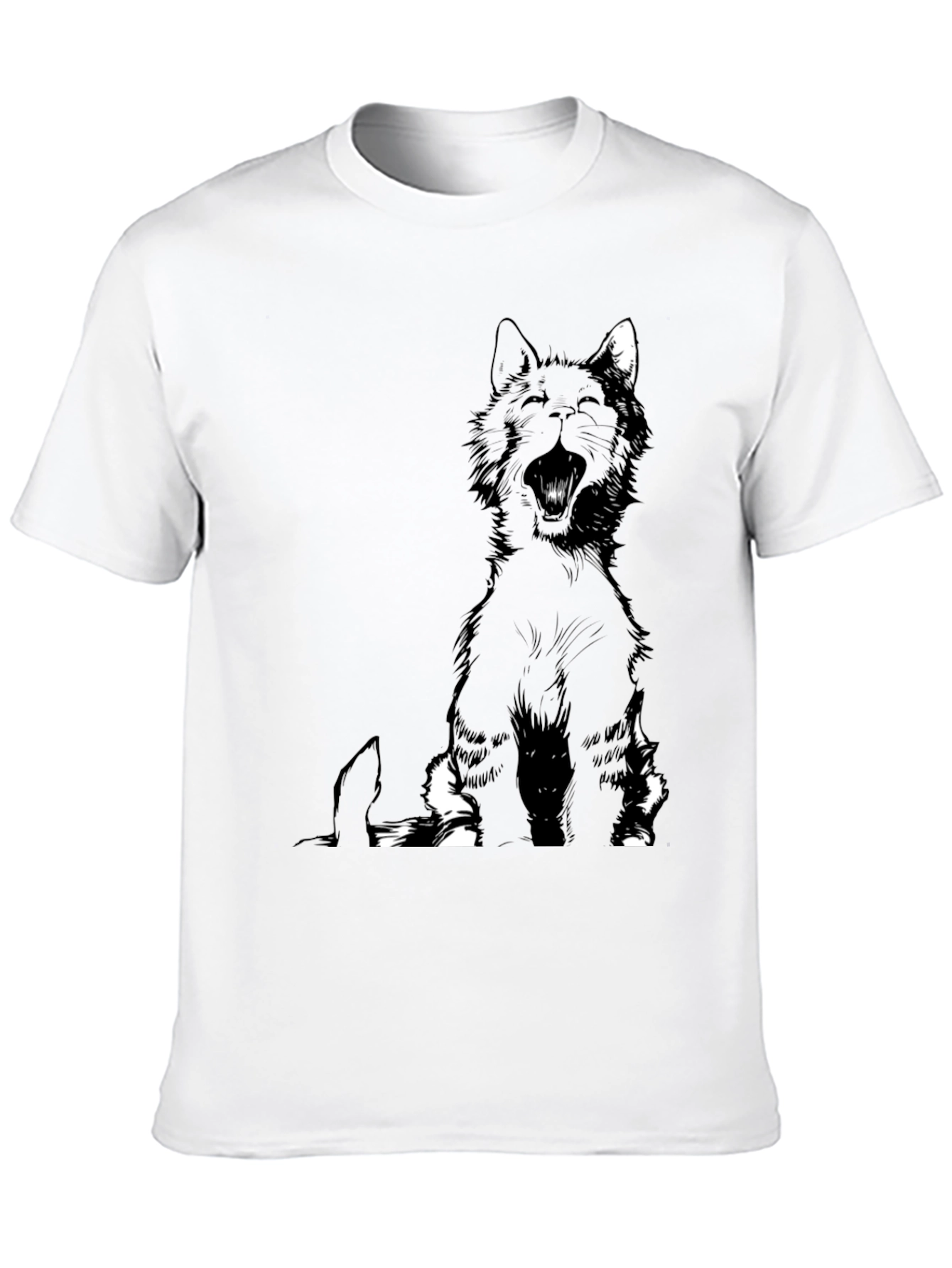 Black Cat Yawning Graphic Tee