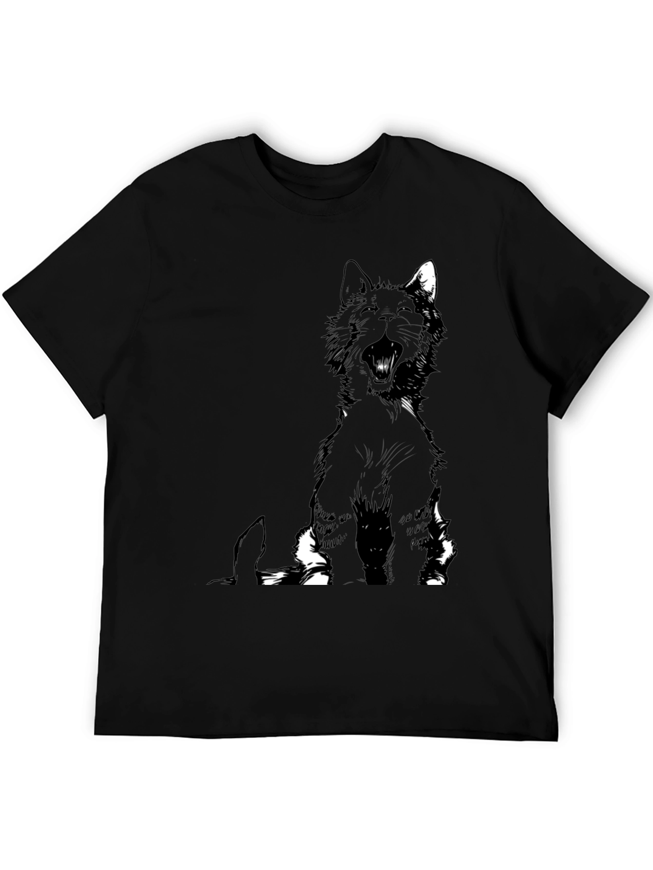Black Cat Yawning Graphic Tee