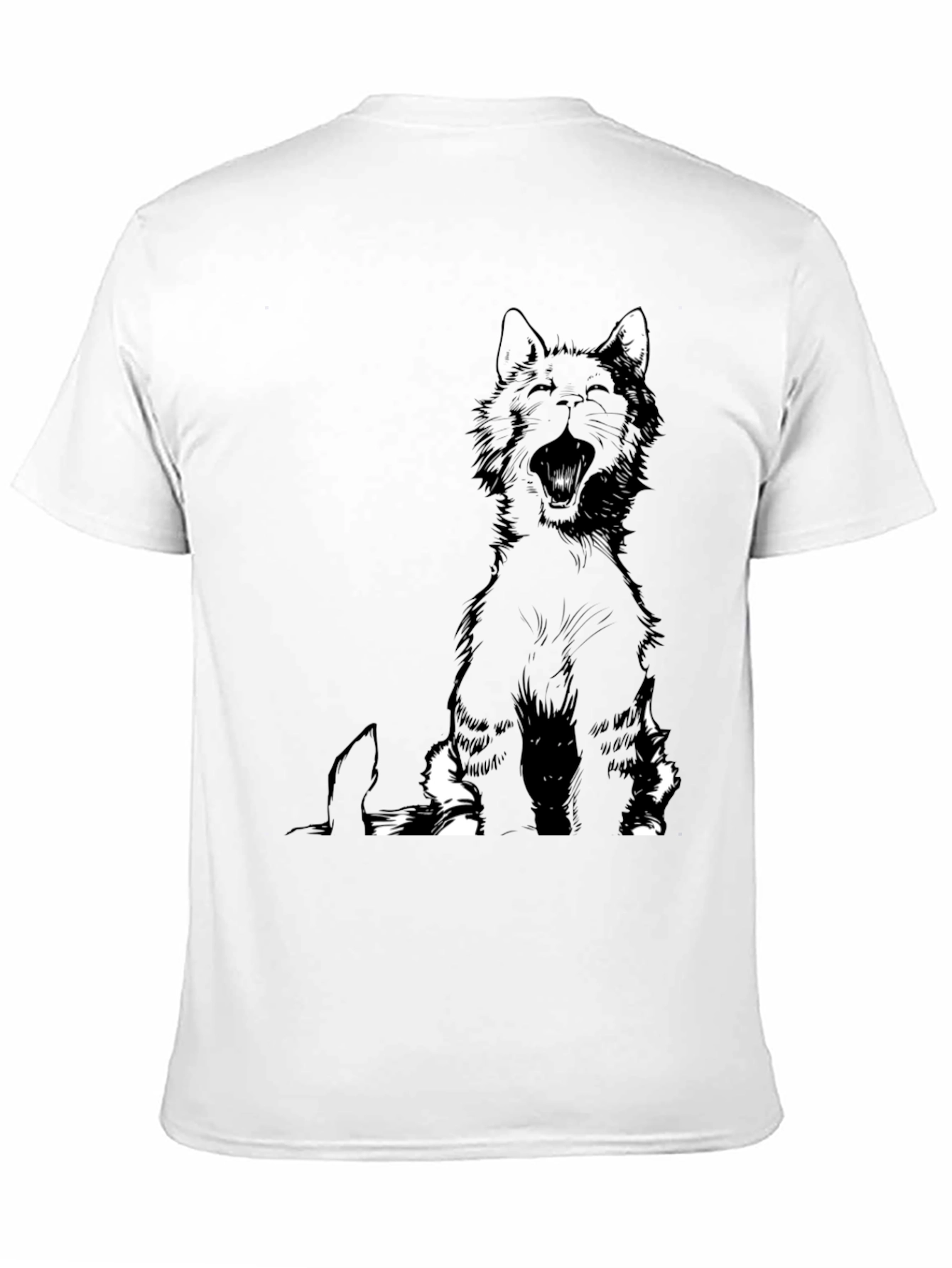 Black Cat Yawning Graphic Tee