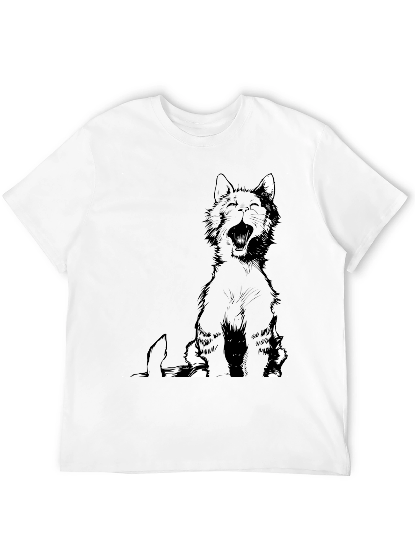 Black Cat Yawning Graphic Tee