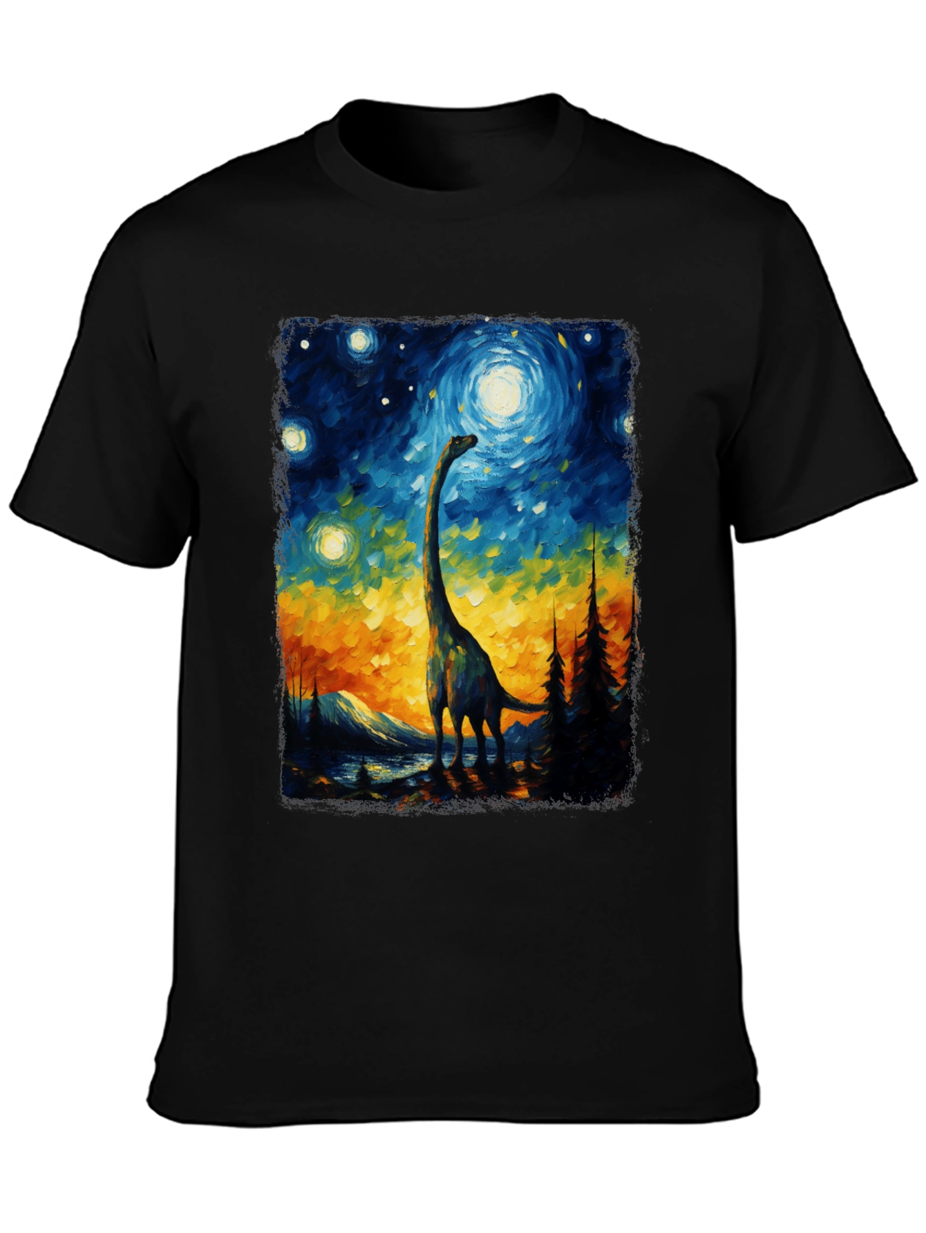 Starry Night Dinosaur Graphic Tee