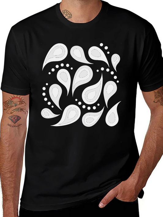 Black Paisley Patterned T-Shirt - Casual Style