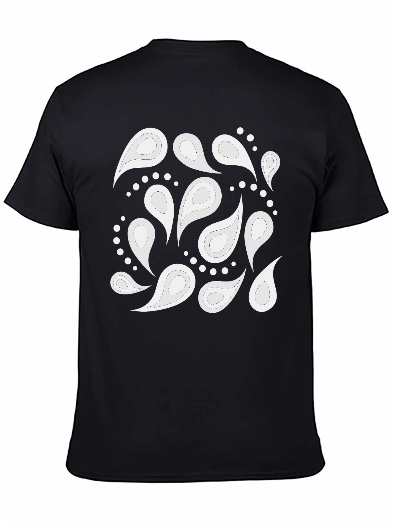 Black Paisley Patterned T-Shirt - Casual Style