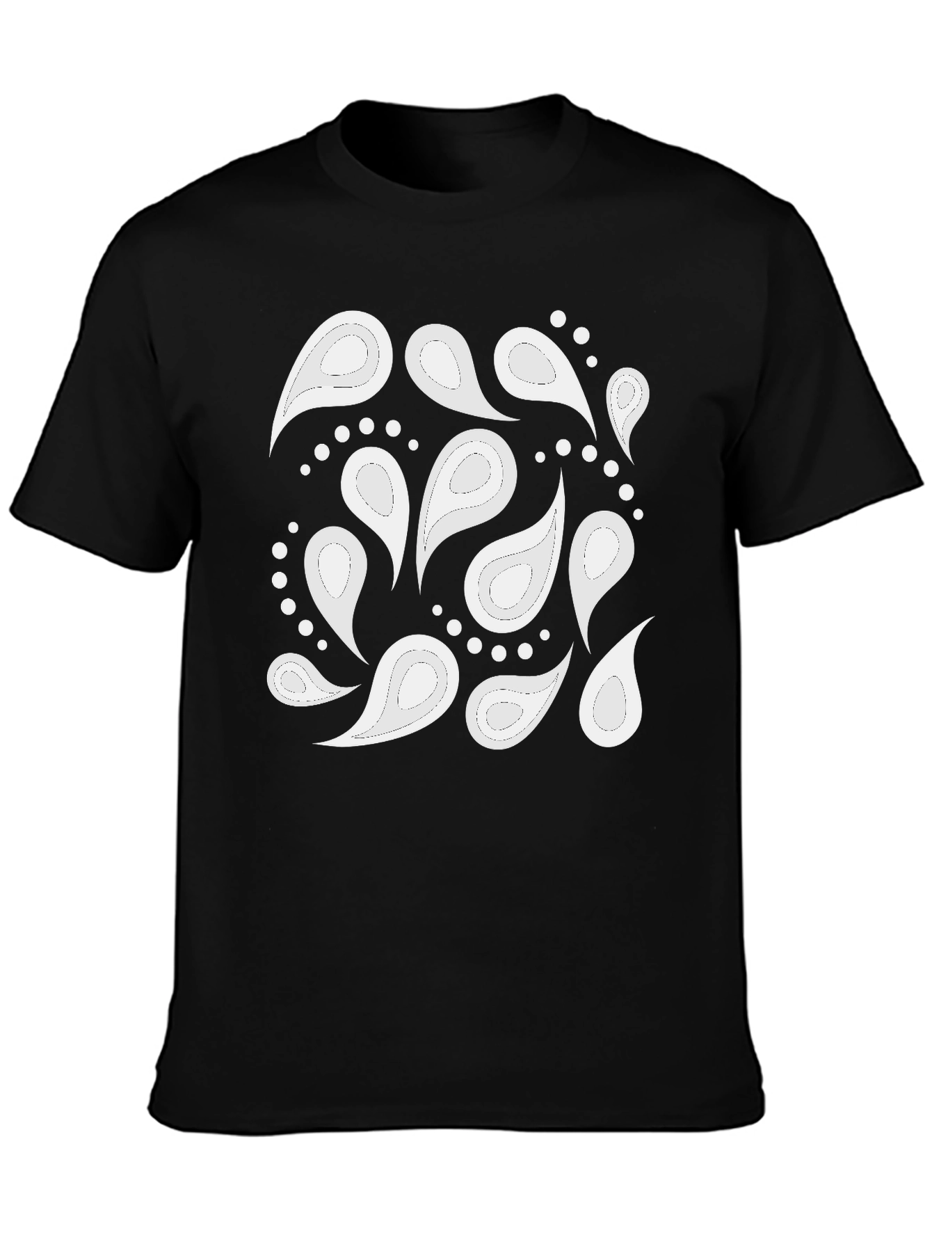 Black Paisley Patterned T-Shirt - Casual Style