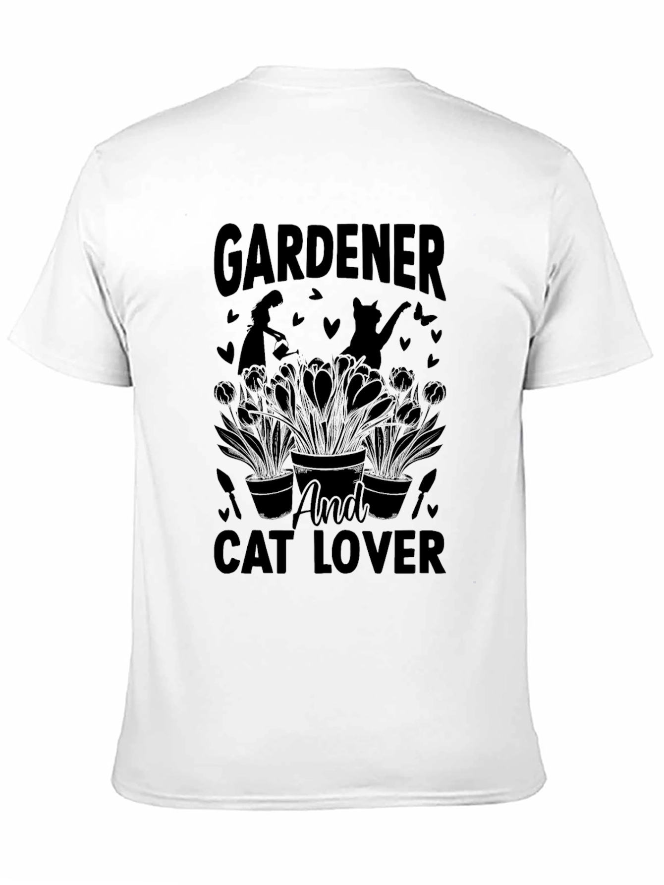 Gardener and Cat Lover Graphic Tee - Black