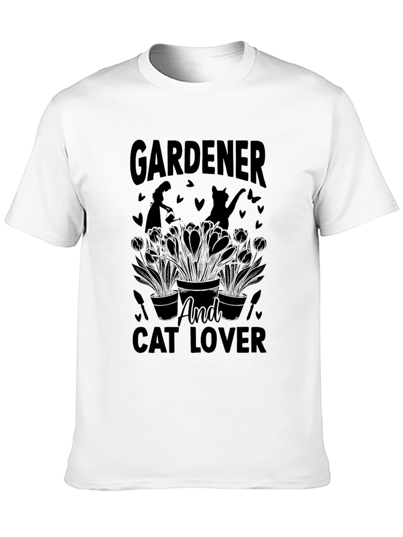 Gardener and Cat Lover Graphic Tee - Black