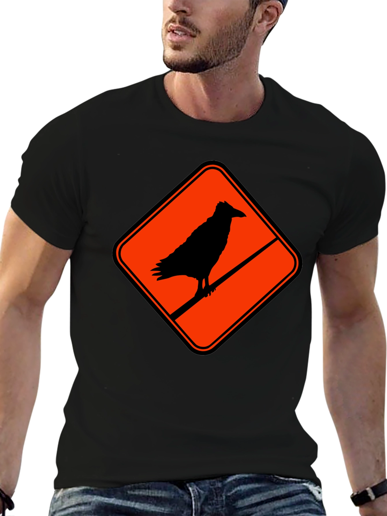 Raven Silhouette Graphic Black T-Shirt