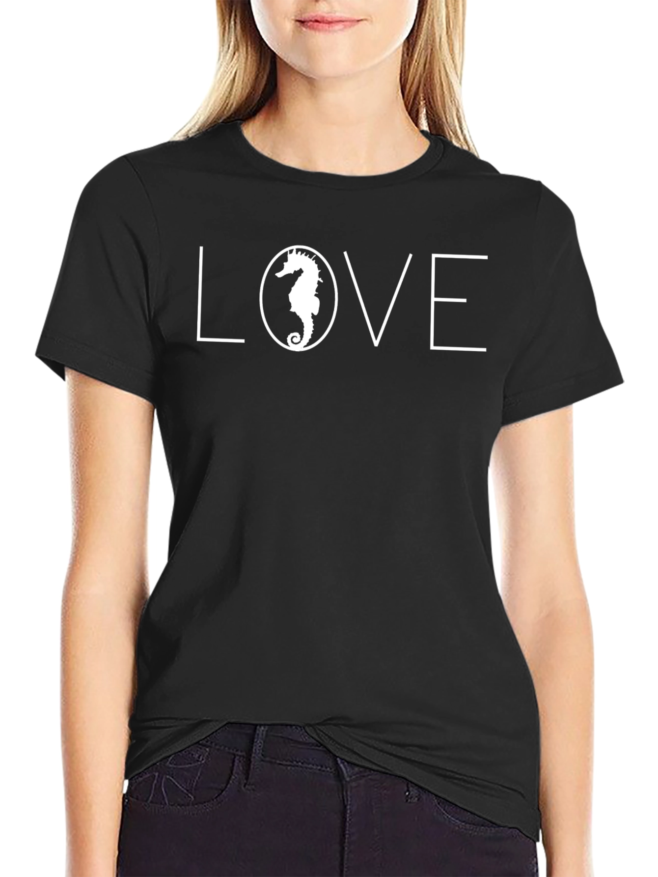 Seahorse Love T-Shirt - Black Graphic Tee