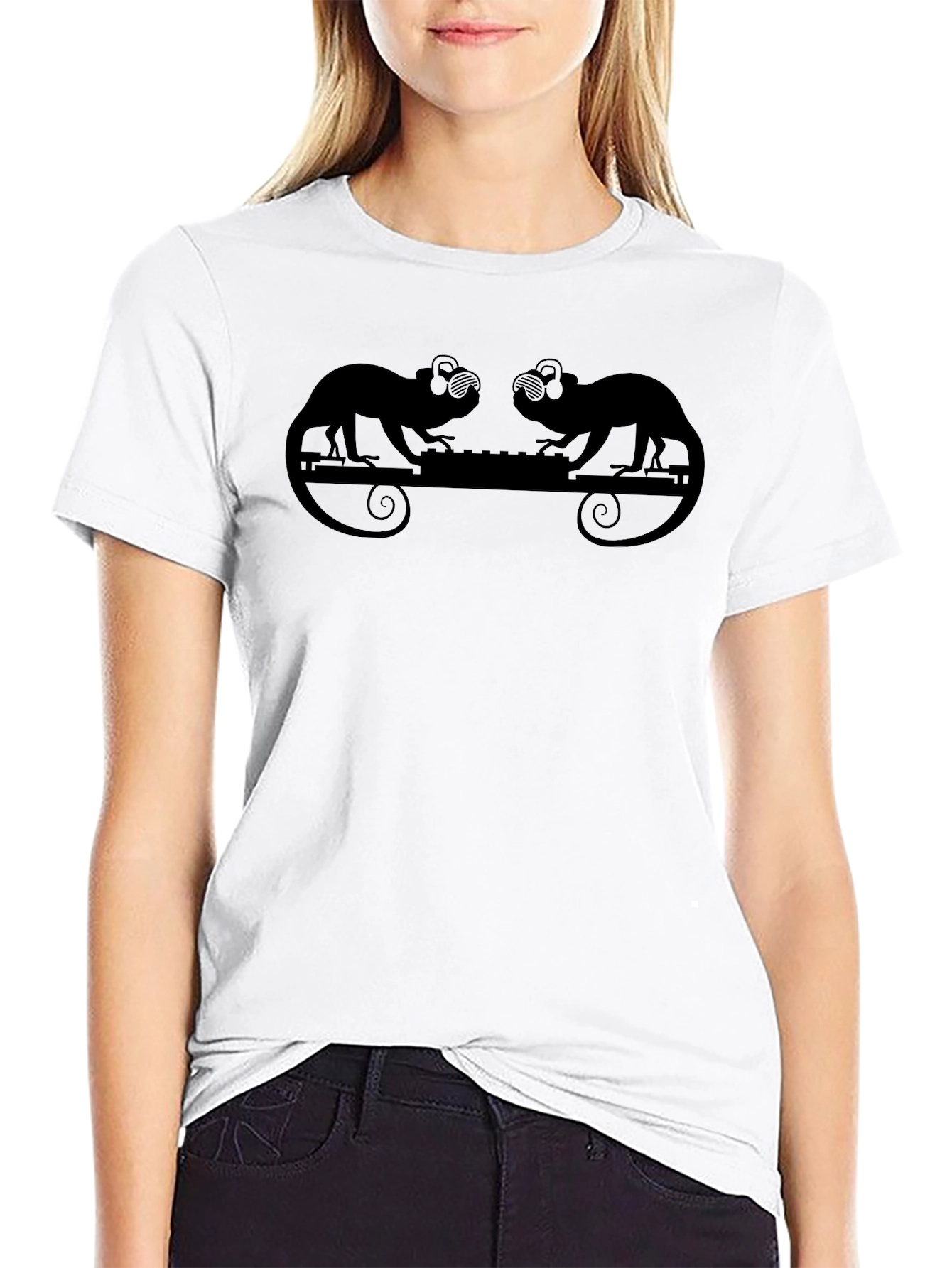 DJ Chameleon Graphic Tee - Cool Black T-Shirt