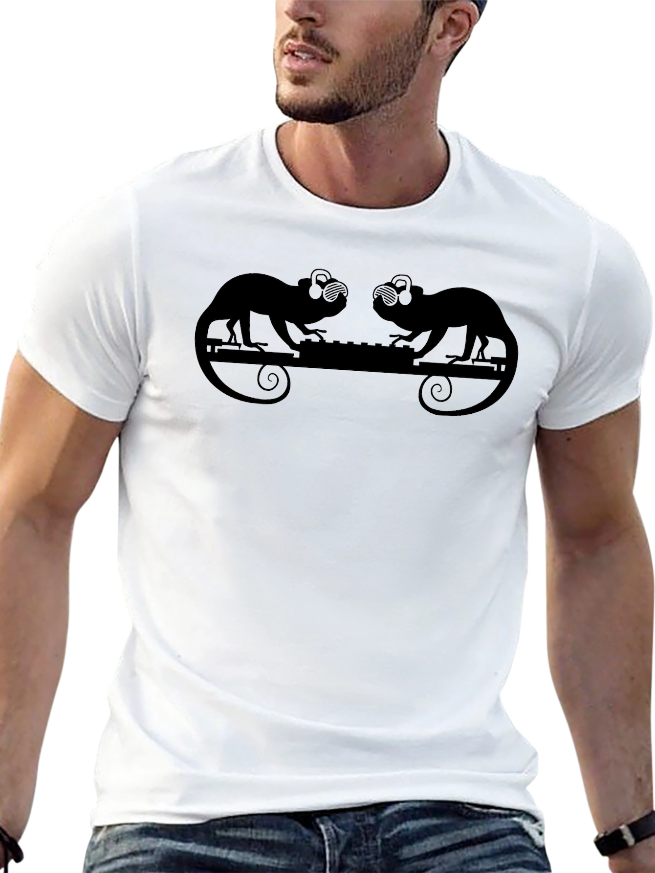 DJ Chameleon Graphic Tee - Cool Black T-Shirt