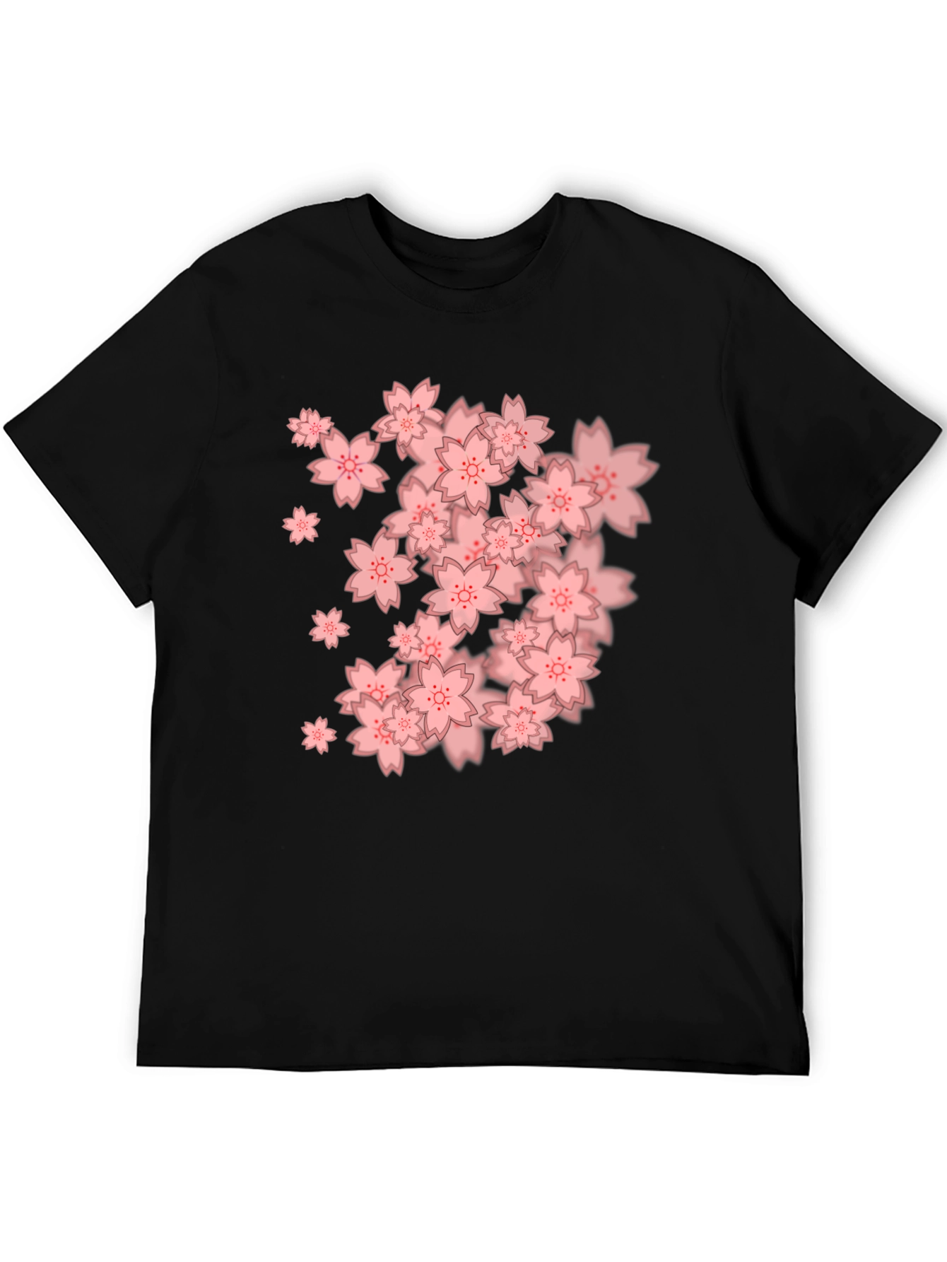 Sakura Blossom Graphic Tee - Black Cotton Blend