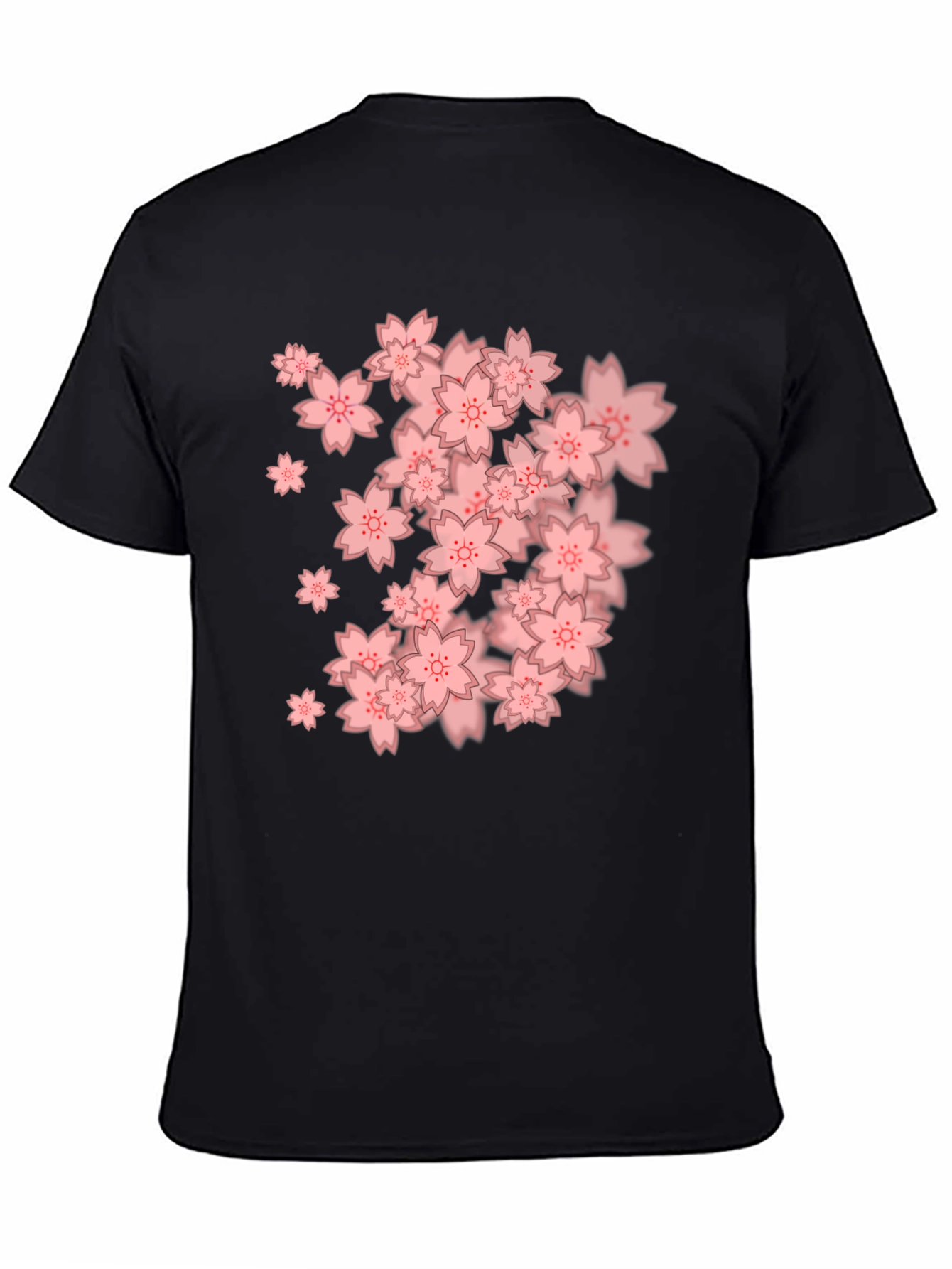 Sakura Blossom Graphic Tee - Black Cotton Blend