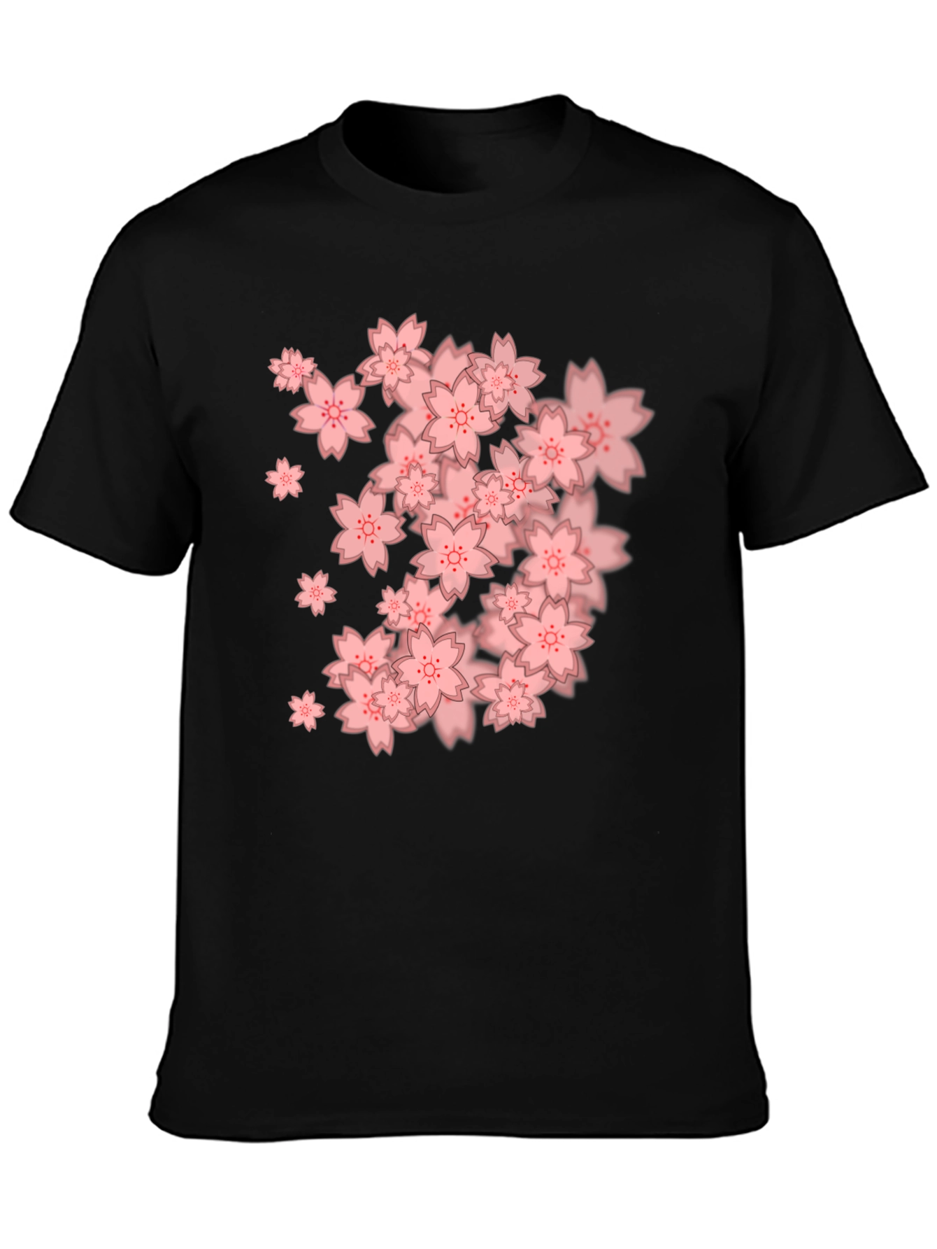 Sakura Blossom Graphic Tee - Black Cotton Blend