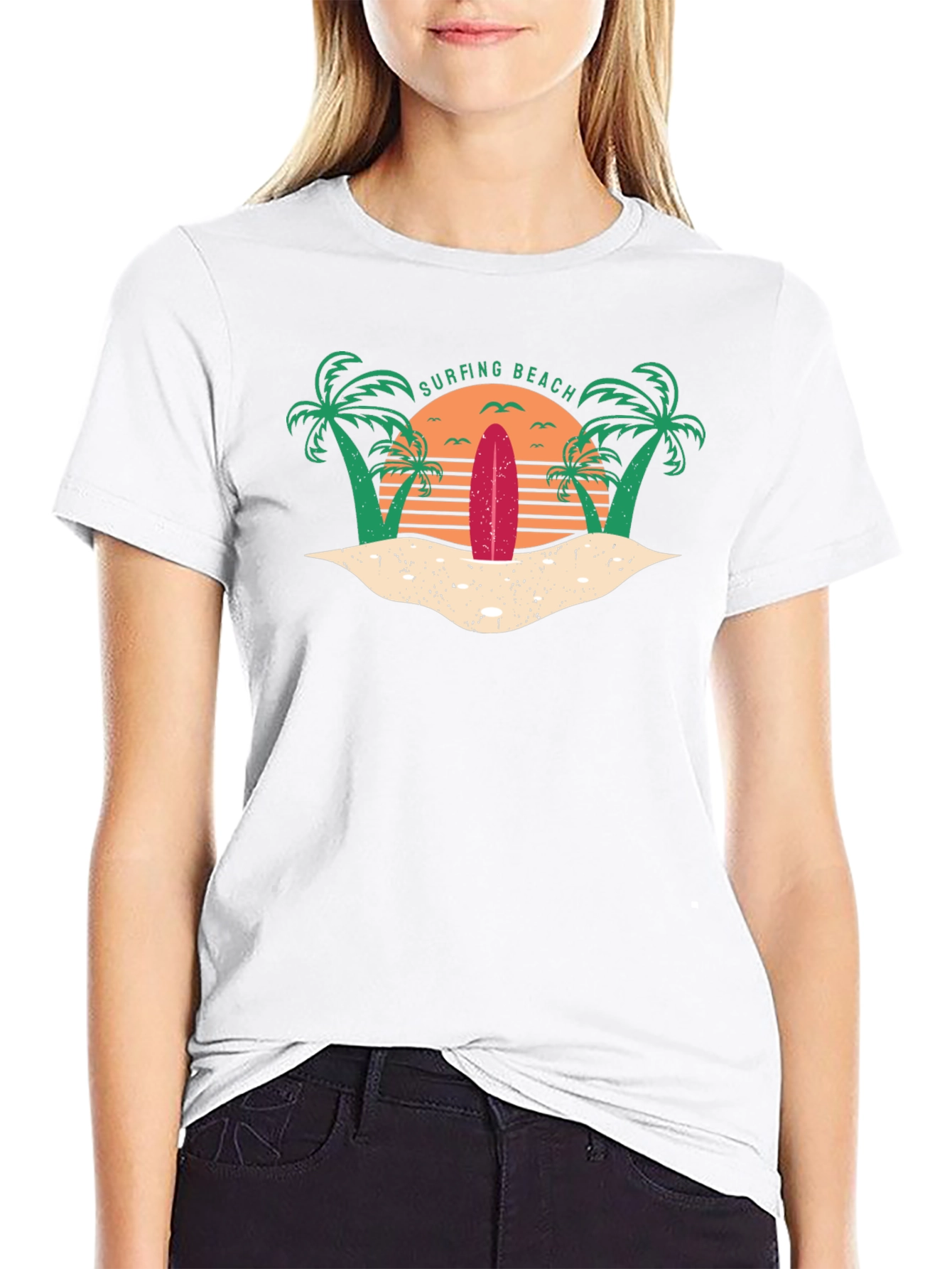 Surfing Beach Retro Graphic Tee