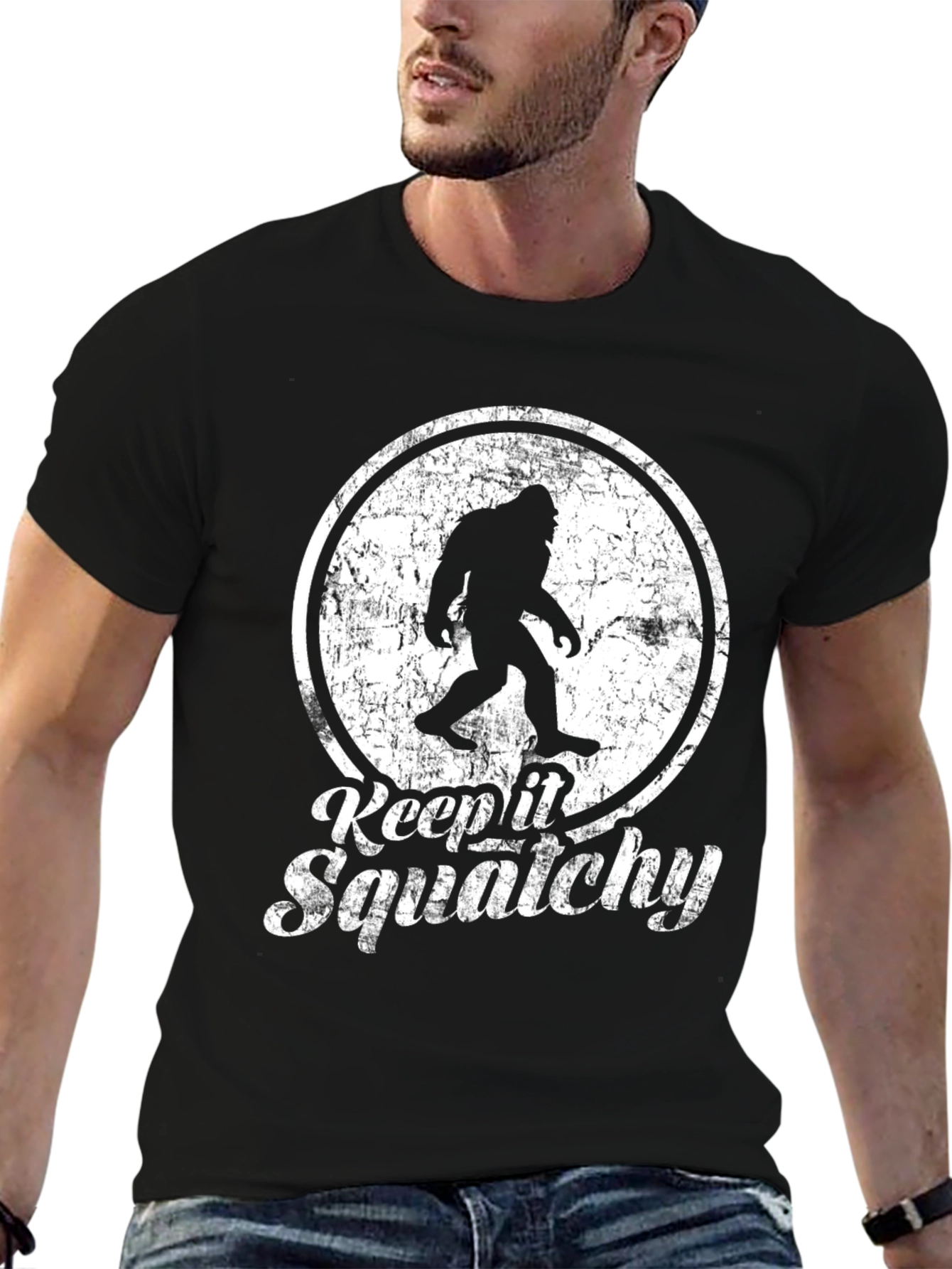 Keep It Squatchy Black T-Shirt - Bigfoot Graphic Tee