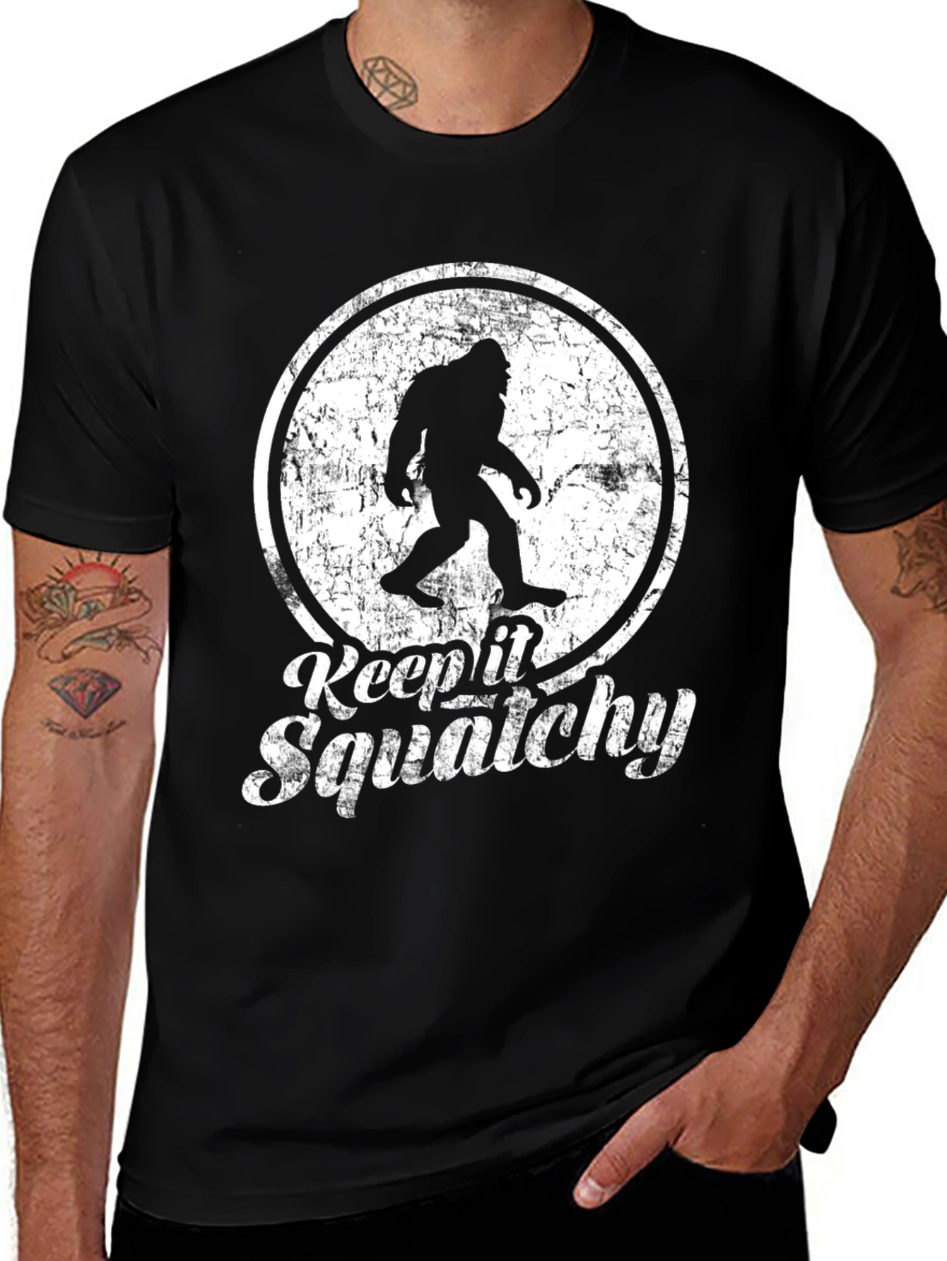 Keep It Squatchy Black T-Shirt - Bigfoot Graphic Tee