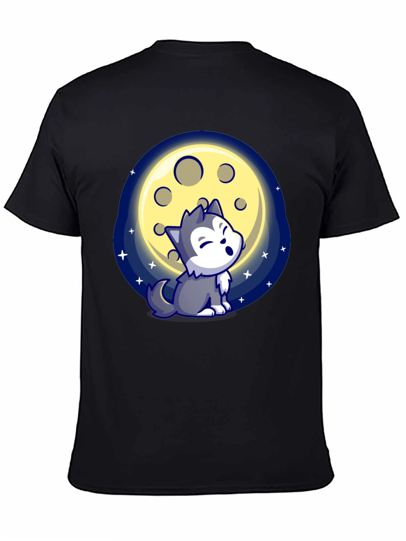 Cartoon Wolf Howling at Moon T-Shirt