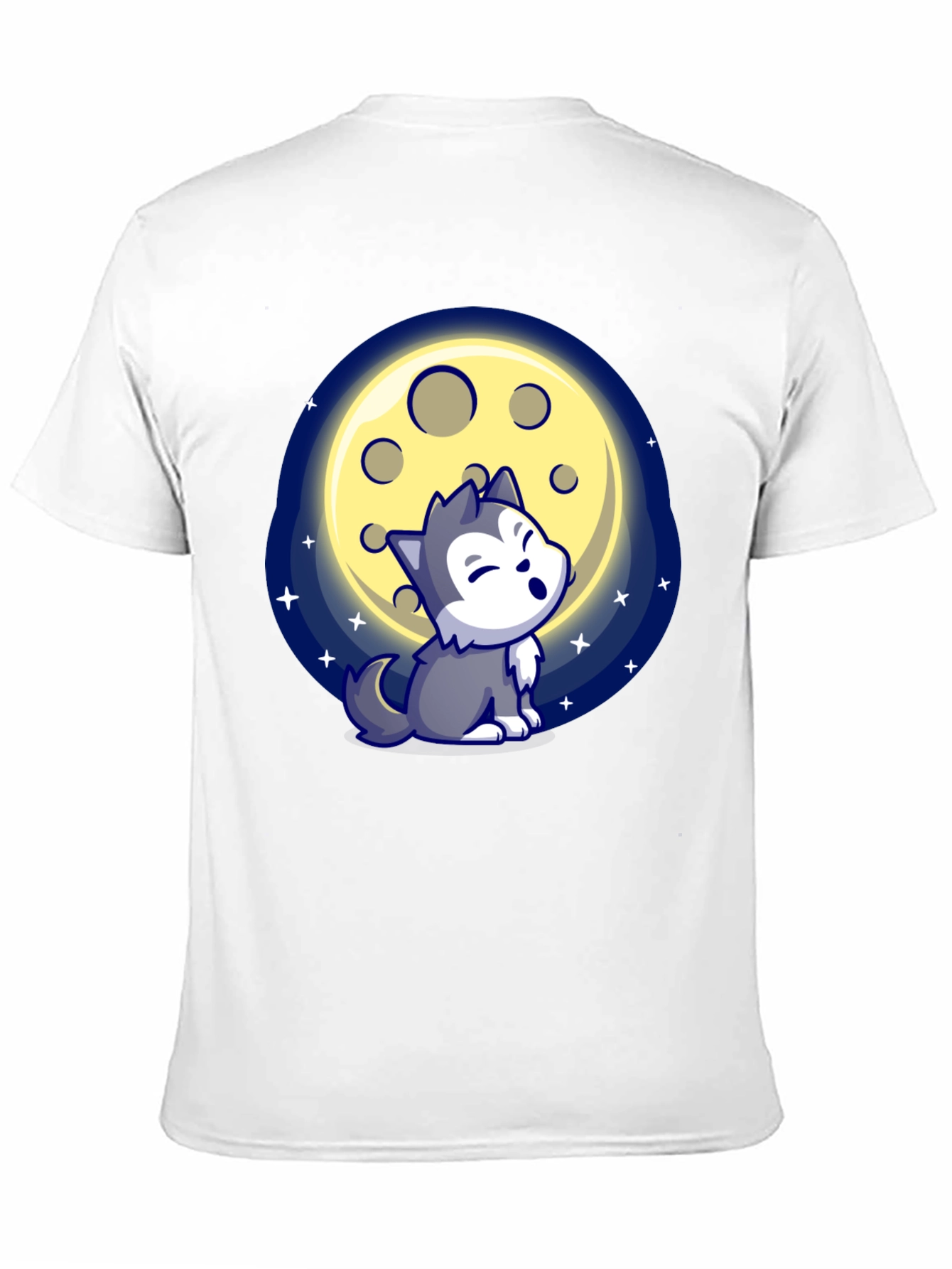 Cartoon Wolf Howling at Moon T-Shirt