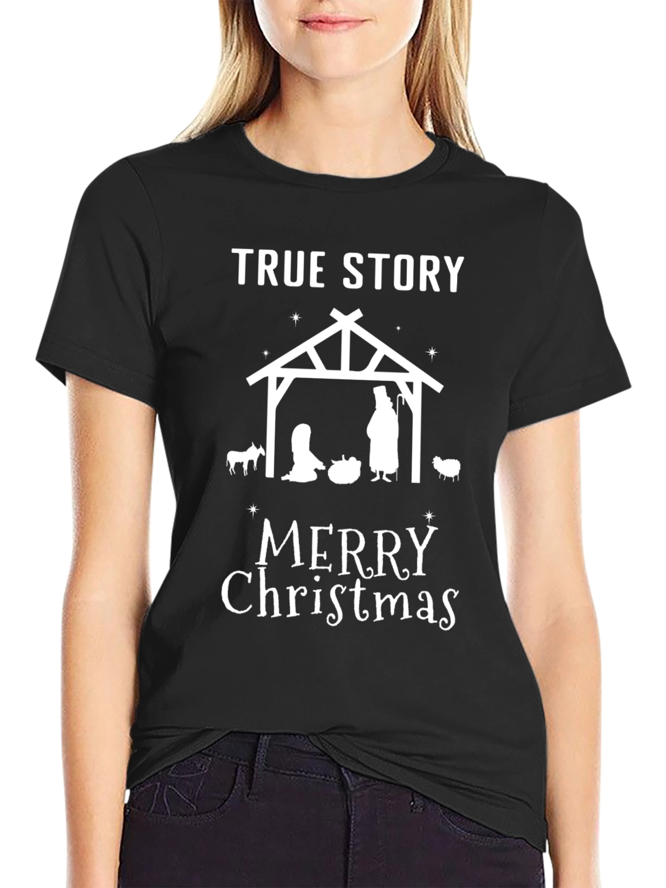 True Story Merry Christmas Nativity Graphic Tee
