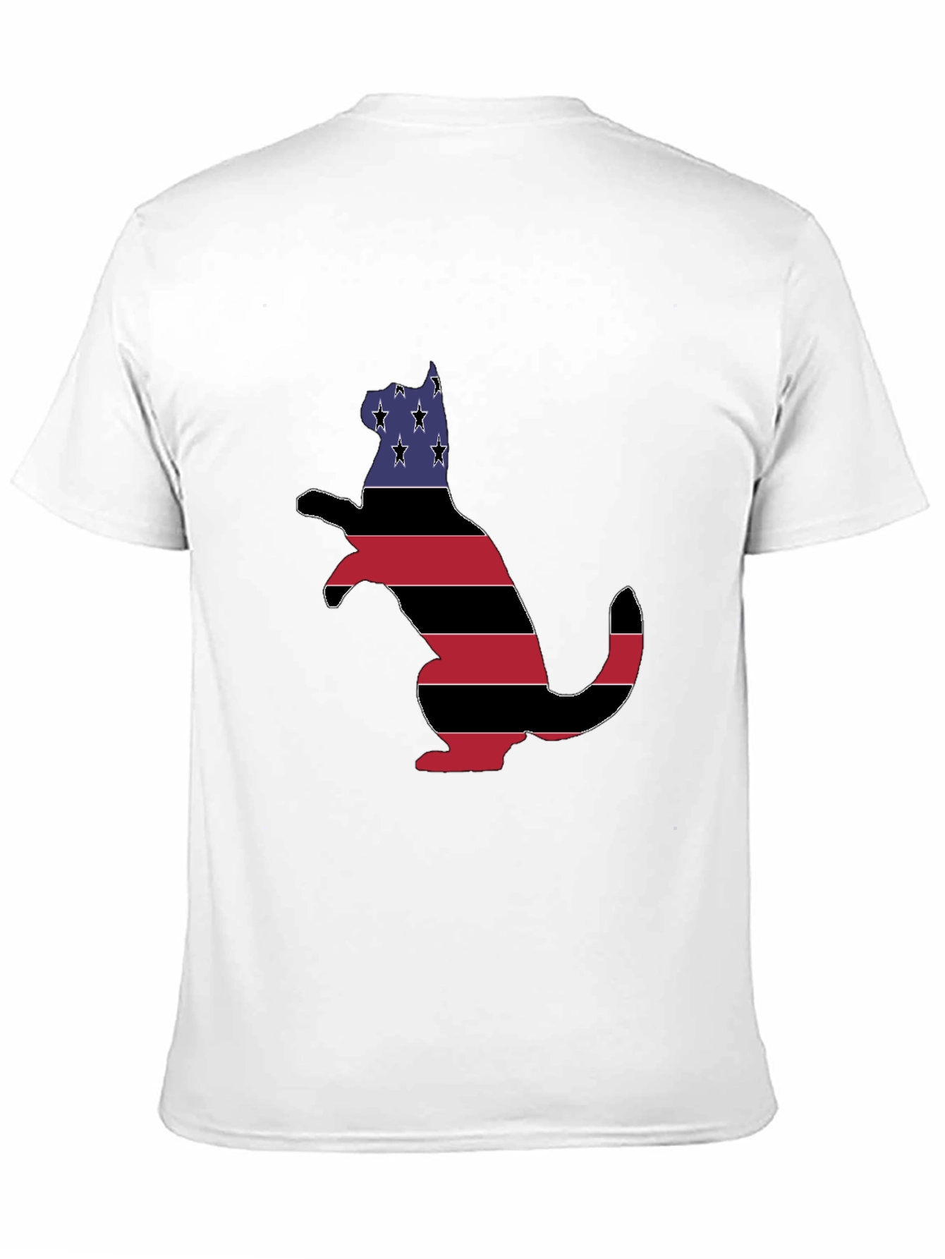 Patriotic Cat USA Flag T-Shirt - Black