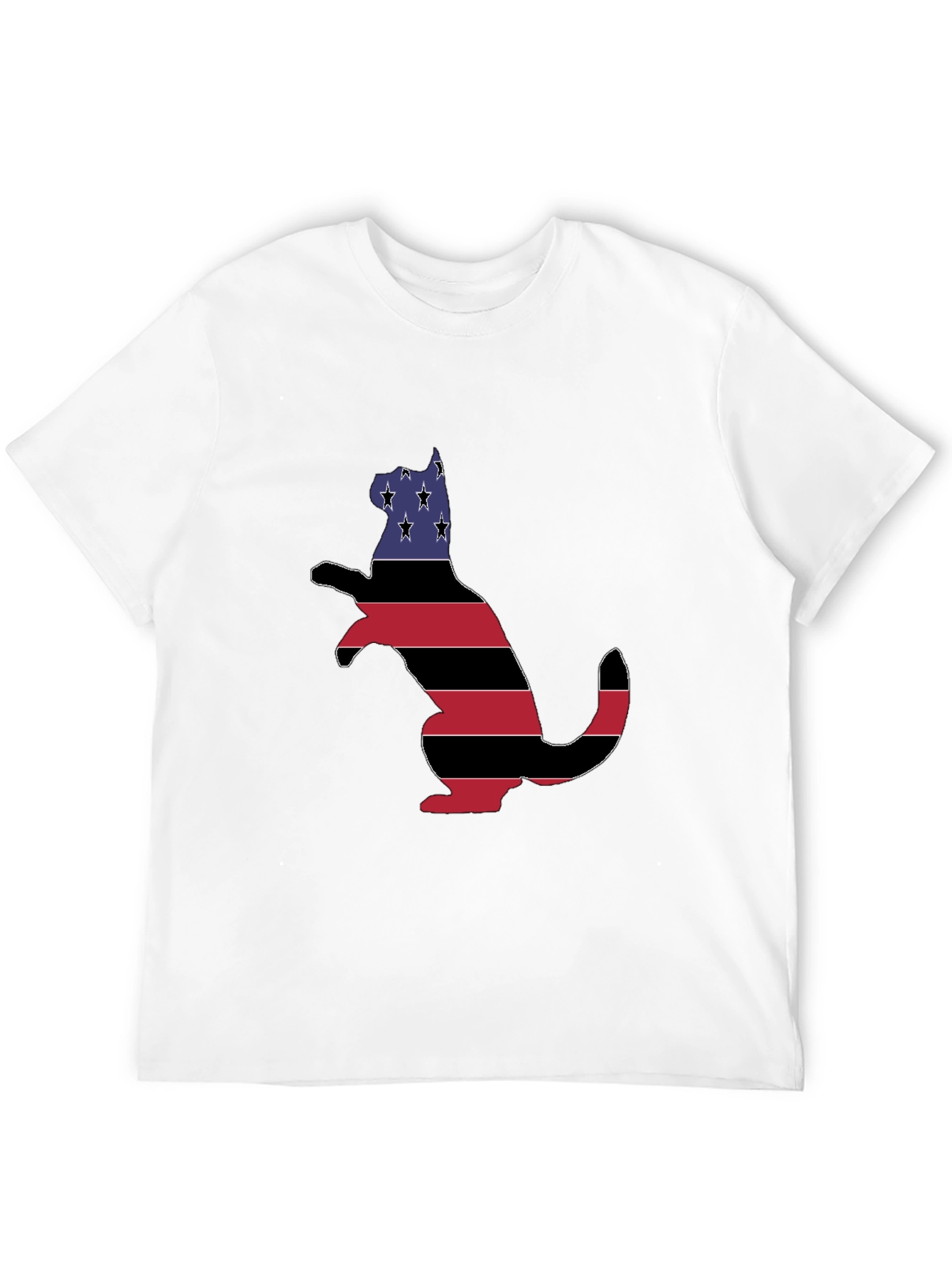 Patriotic Cat USA Flag T-Shirt - Black