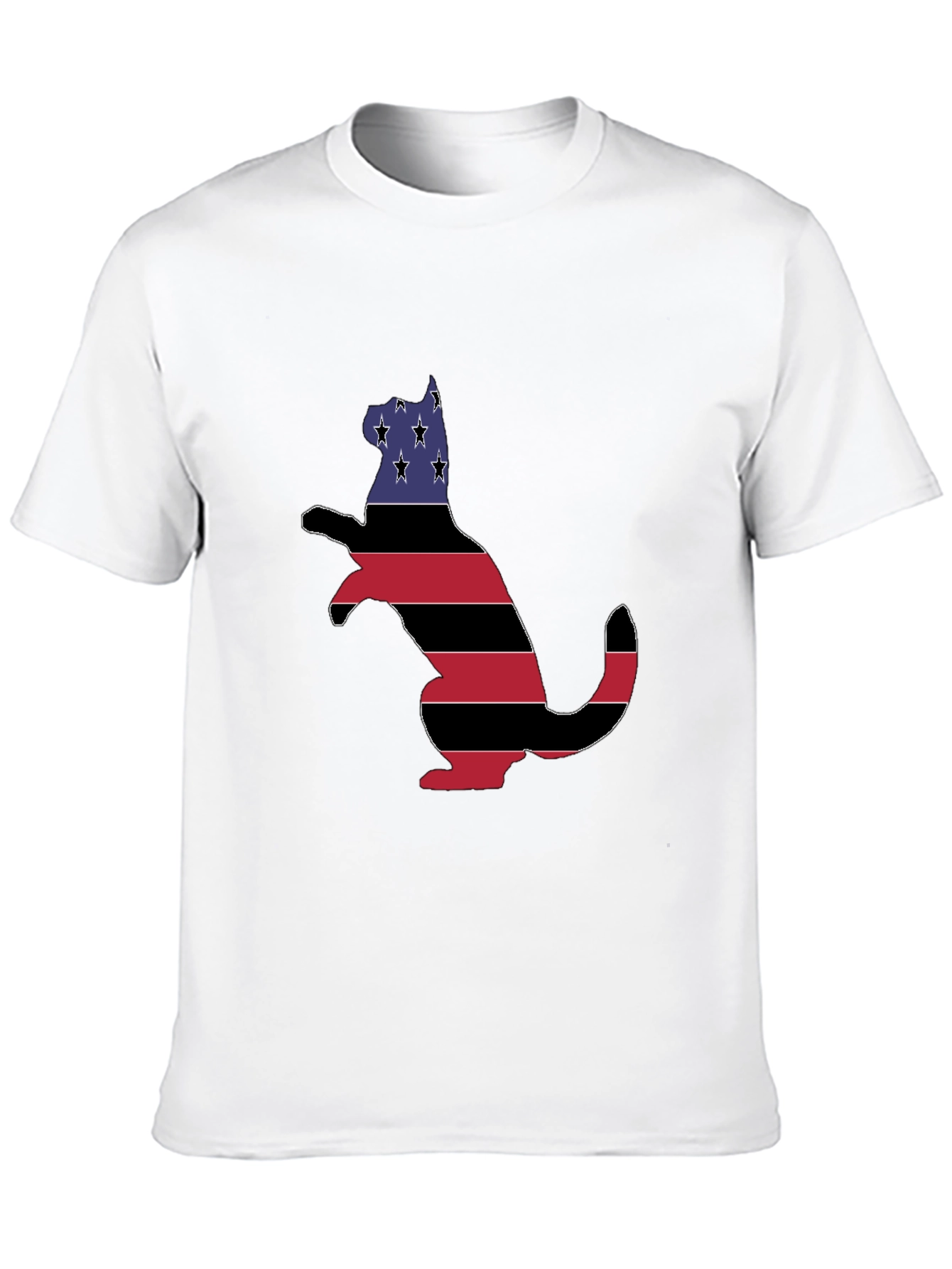 Patriotic Cat USA Flag T-Shirt - Black
