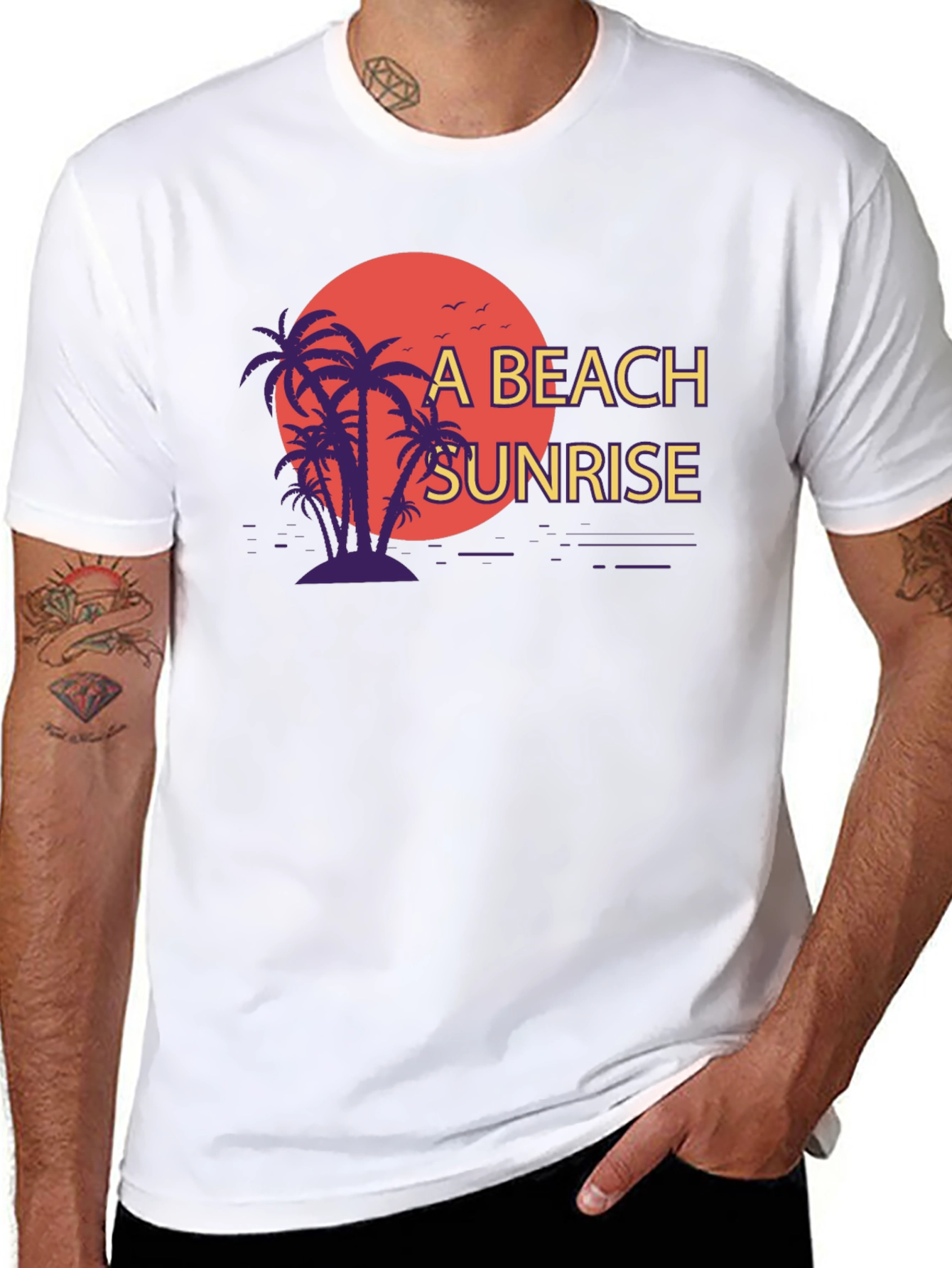 Beach Sunrise Graphic T-Shirt - Black