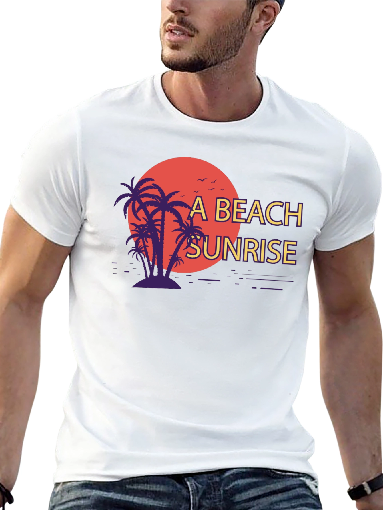 Beach Sunrise Graphic T-Shirt - Black