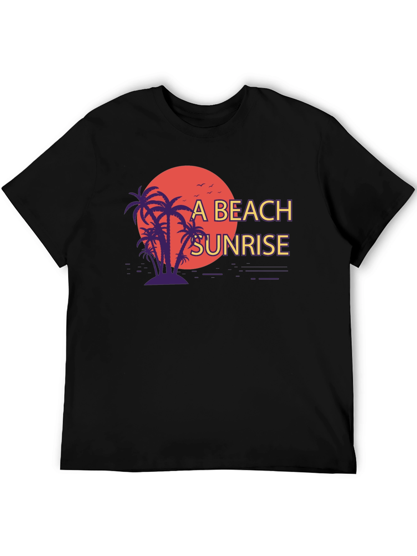 Beach Sunrise Graphic T-Shirt - Black