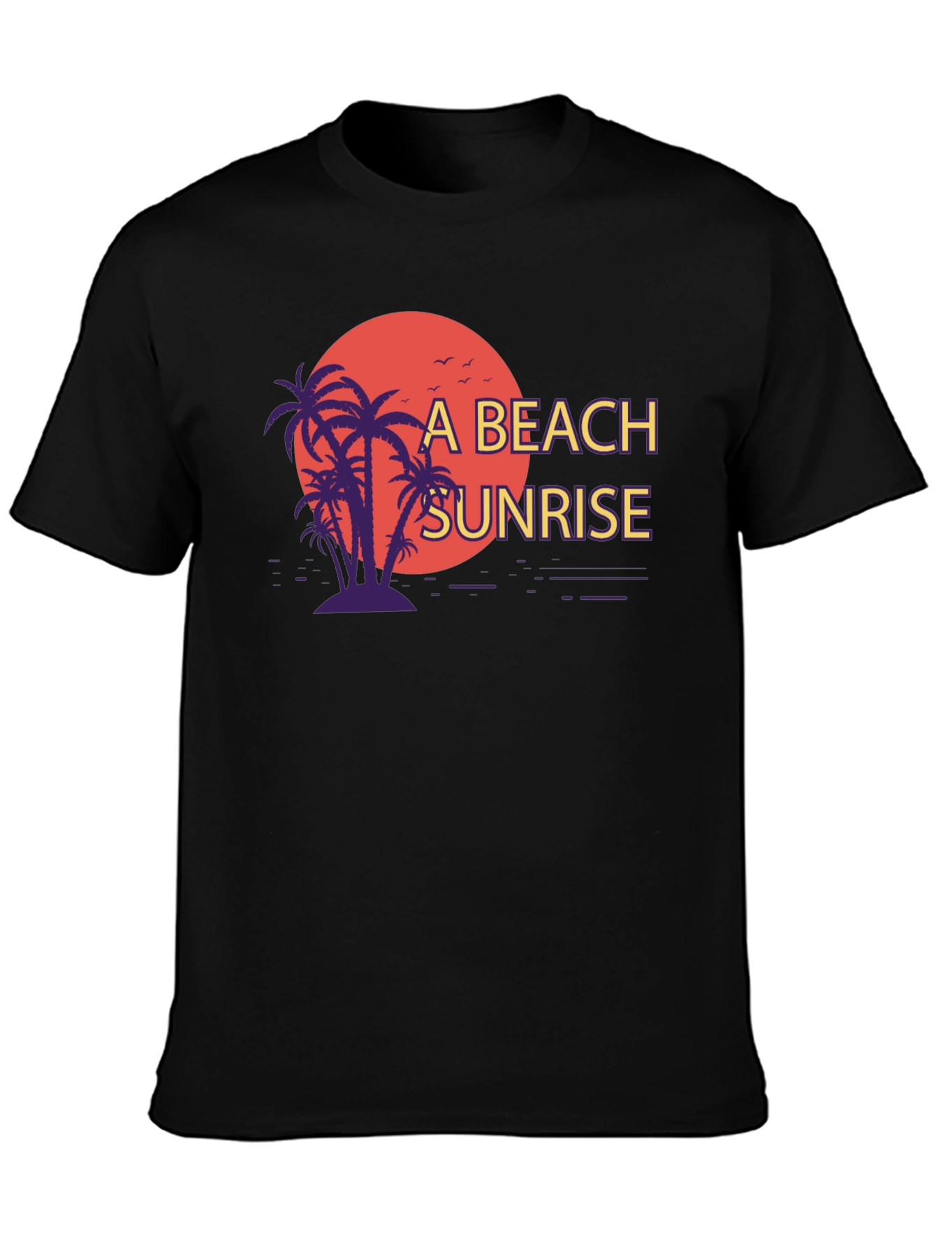 Beach Sunrise Graphic T-Shirt - Black