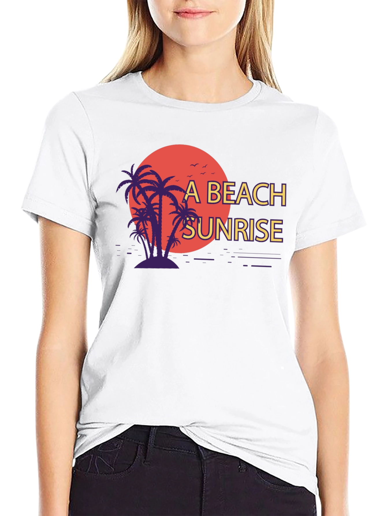Beach Sunrise Graphic T-Shirt - Black