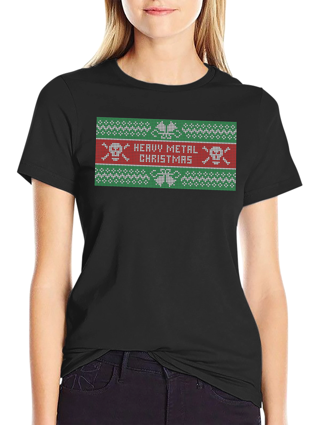 Heavy Metal Christmas Ugly Sweater Style T-Shirt
