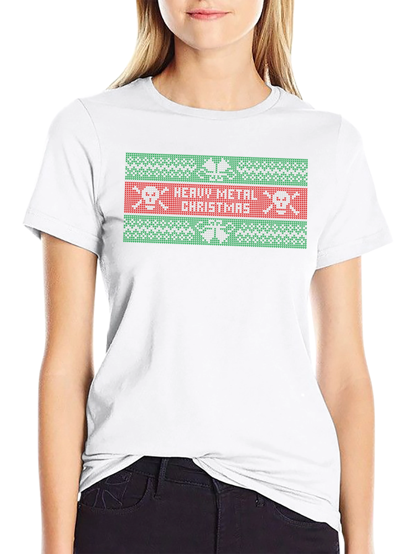 Heavy Metal Christmas Ugly Sweater Style T-Shirt