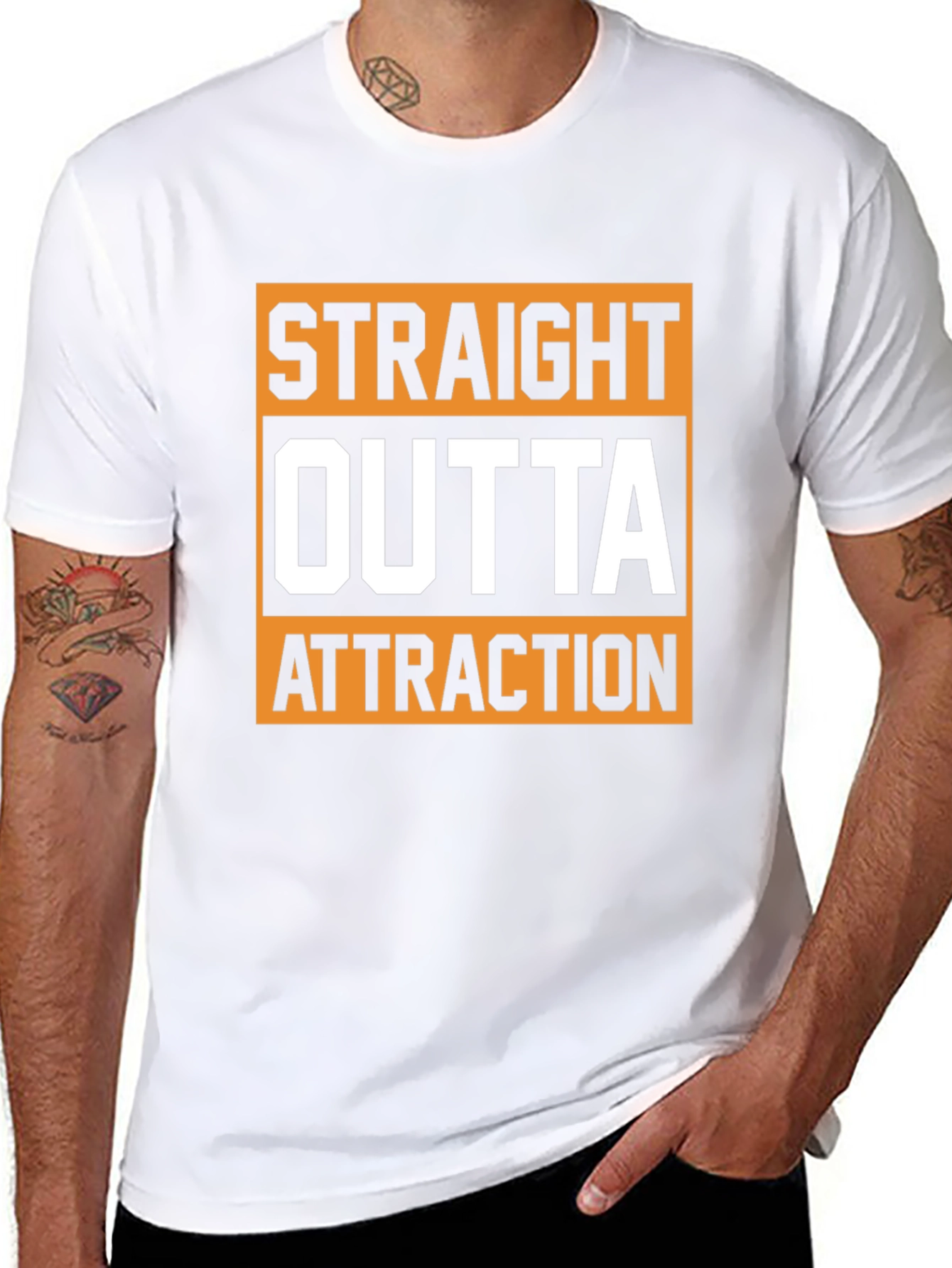 Straight Outta Attraction Black Graphic T-Shirt
