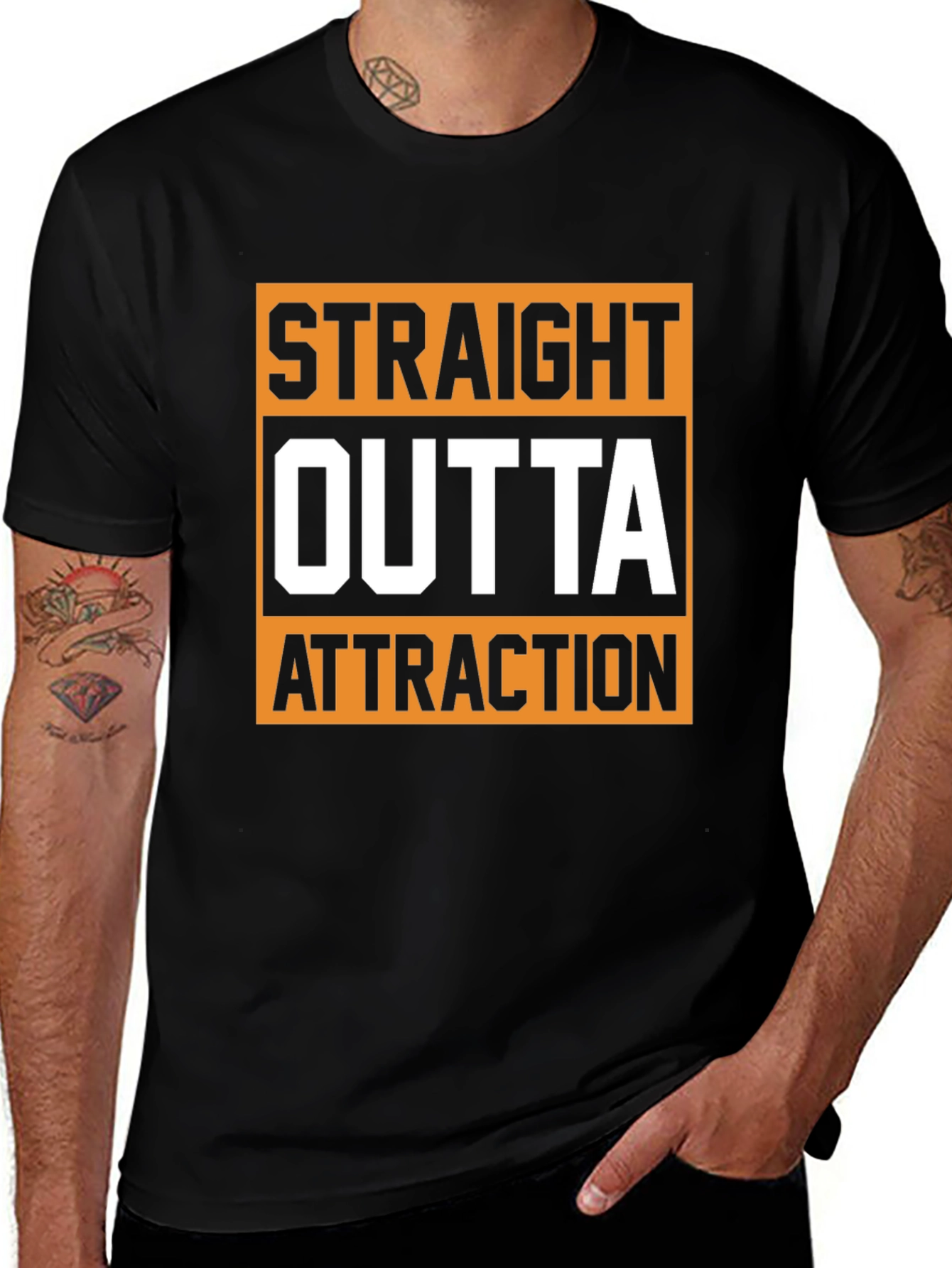 Straight Outta Attraction Black Graphic T-Shirt
