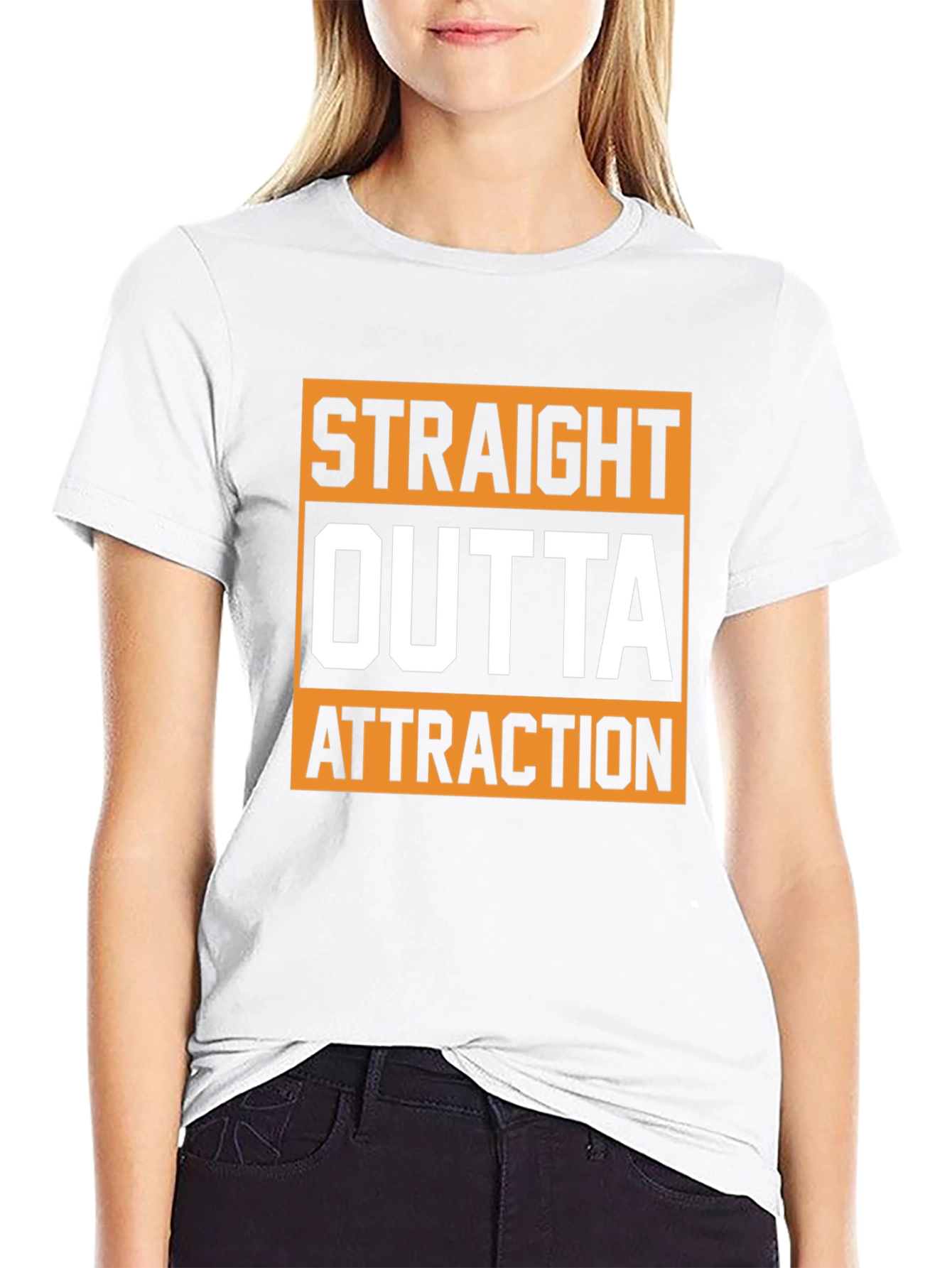Straight Outta Attraction Black Graphic T-Shirt