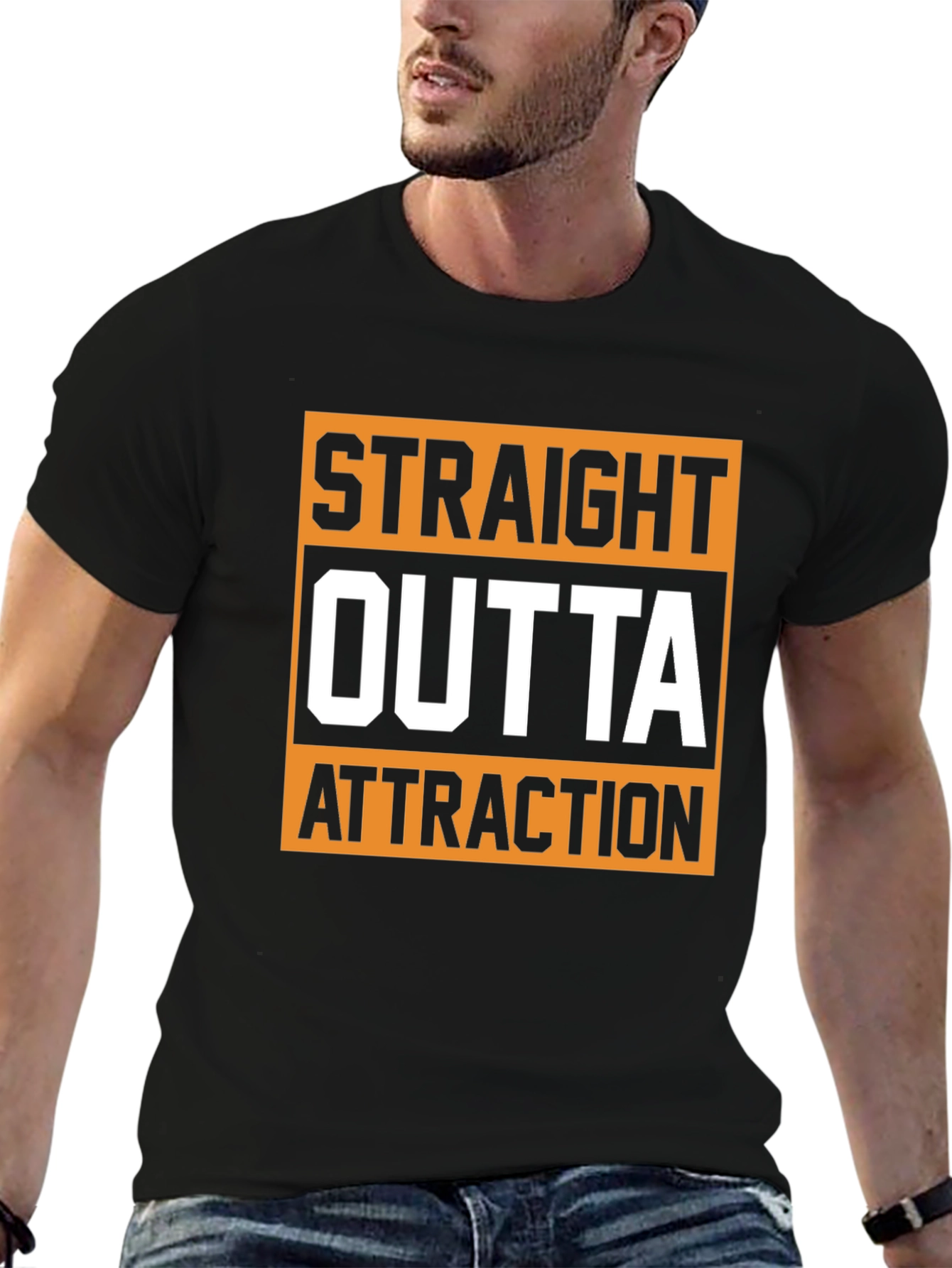 Straight Outta Attraction Black Graphic T-Shirt