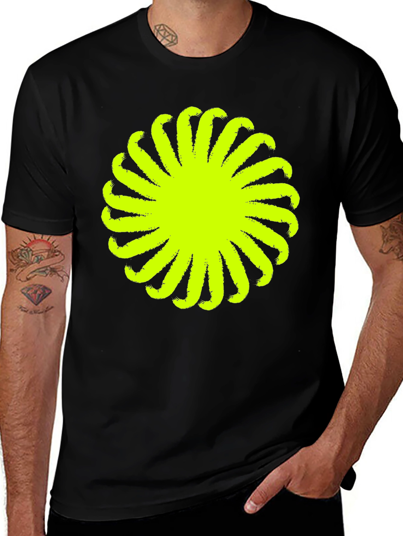 Abstract Graphic Tee - Bold Black Cotton T-Shirt