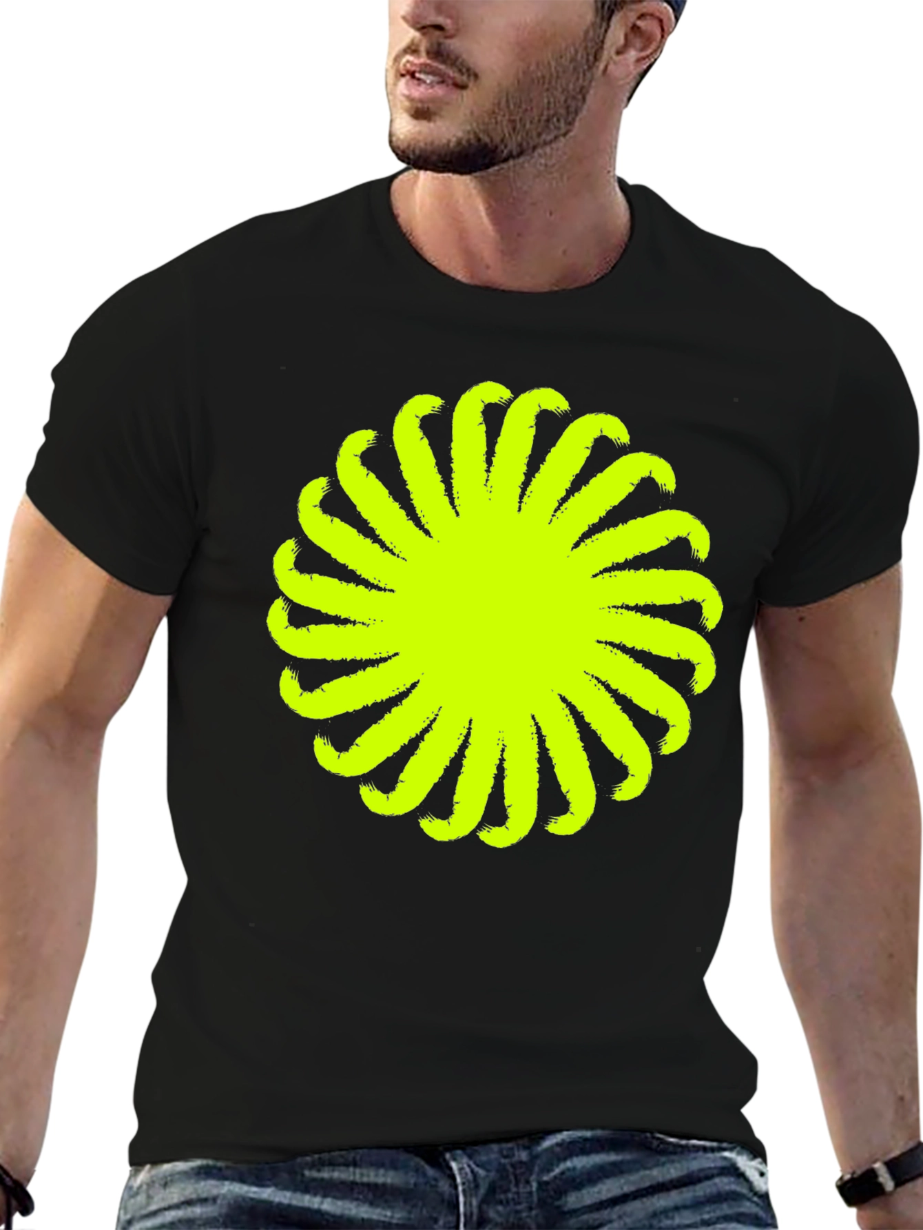 Abstract Graphic Tee - Bold Black Cotton T-Shirt