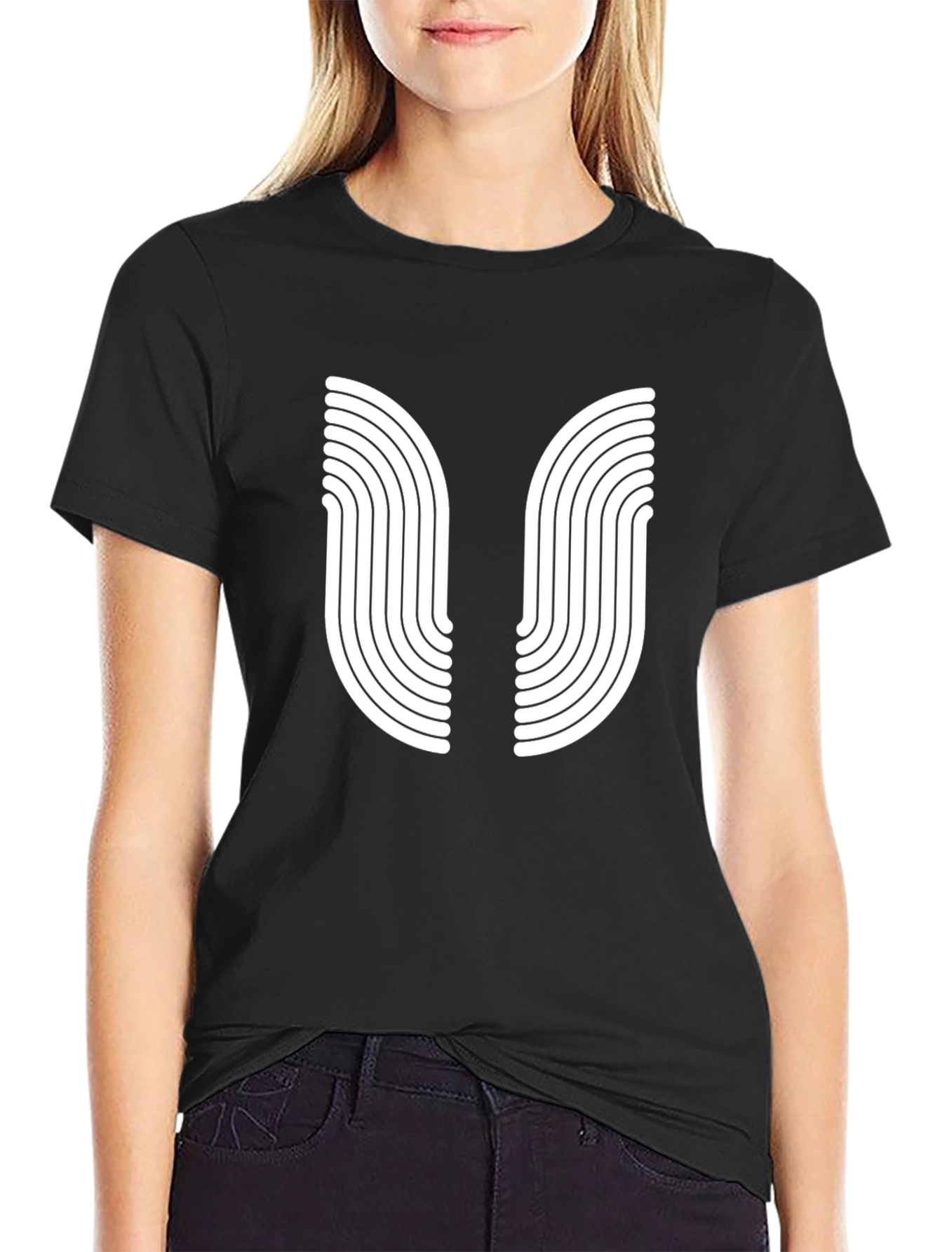 Modern Black Tee with Abstract Graphic Design