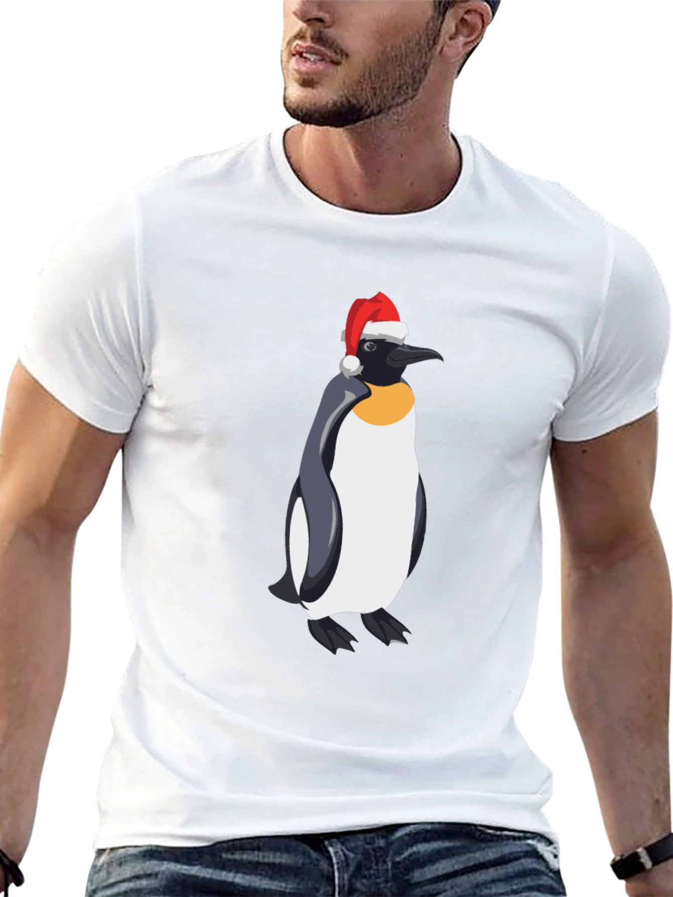 Penguin Santa Hat Graphic Tee - Holiday Style