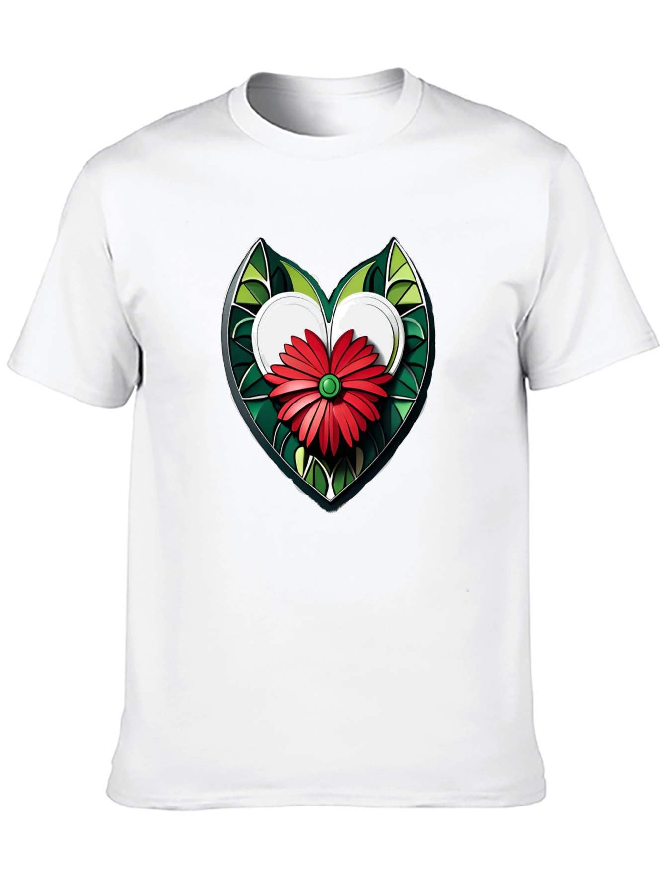 Heart Flower Graphic Black T-Shirt