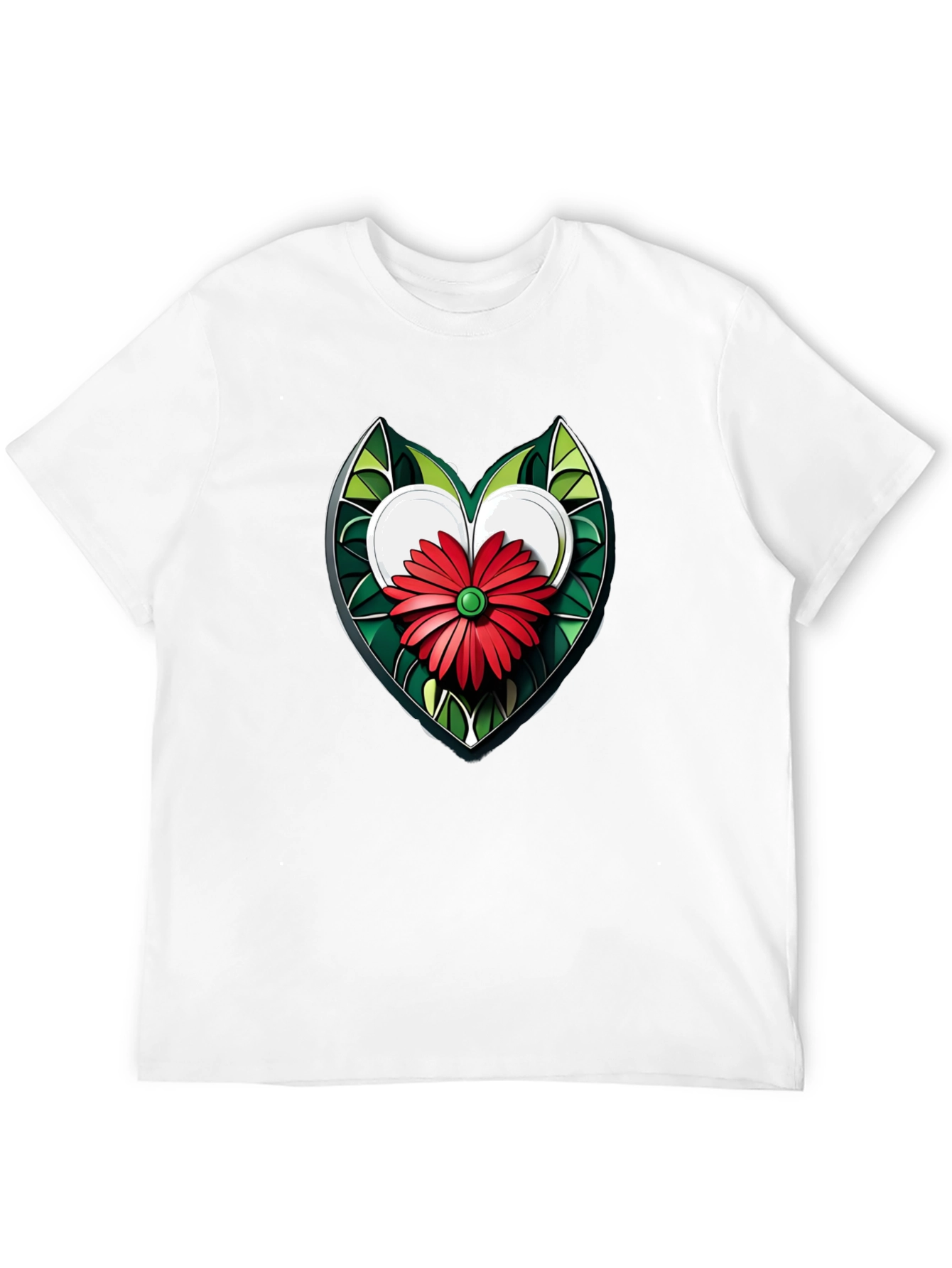 Heart Flower Graphic Black T-Shirt